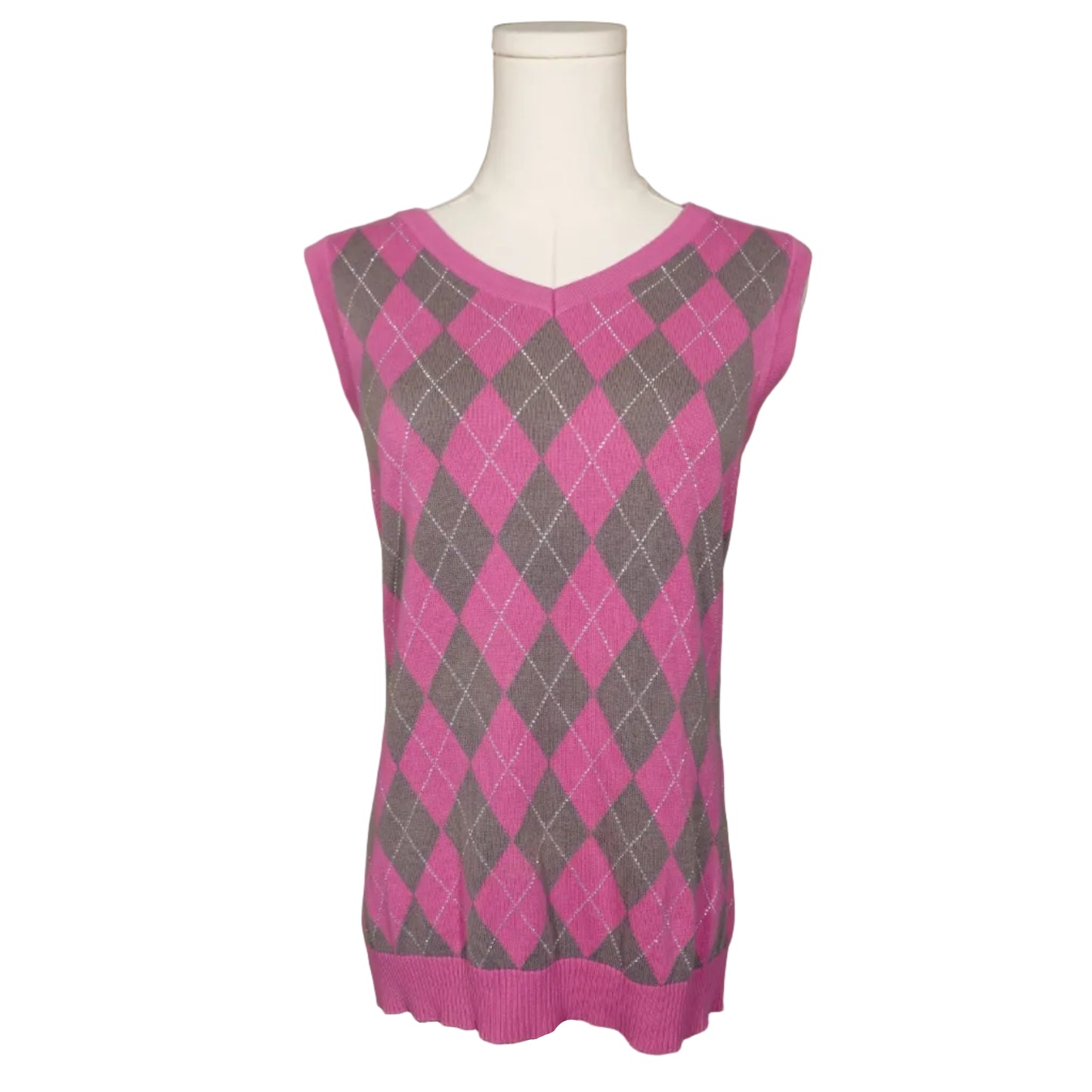Maggie Lane Pink Plaid Sweater Vest (L)