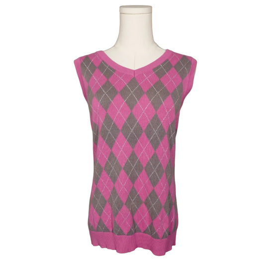 Maggie Lane Pink Plaid Sweater Vest (L)