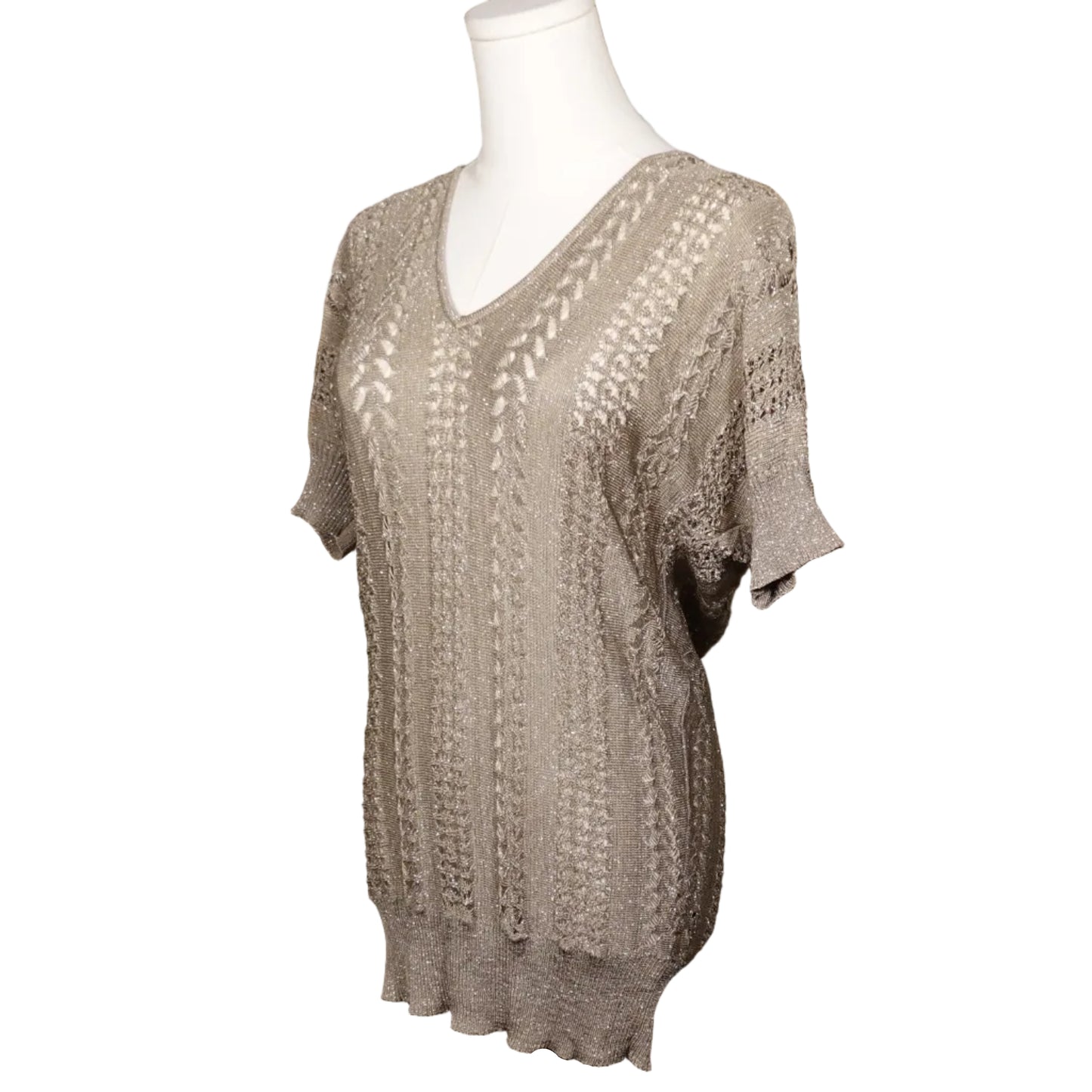 The Limited Metallic Open Knit Tunic Sweater-M