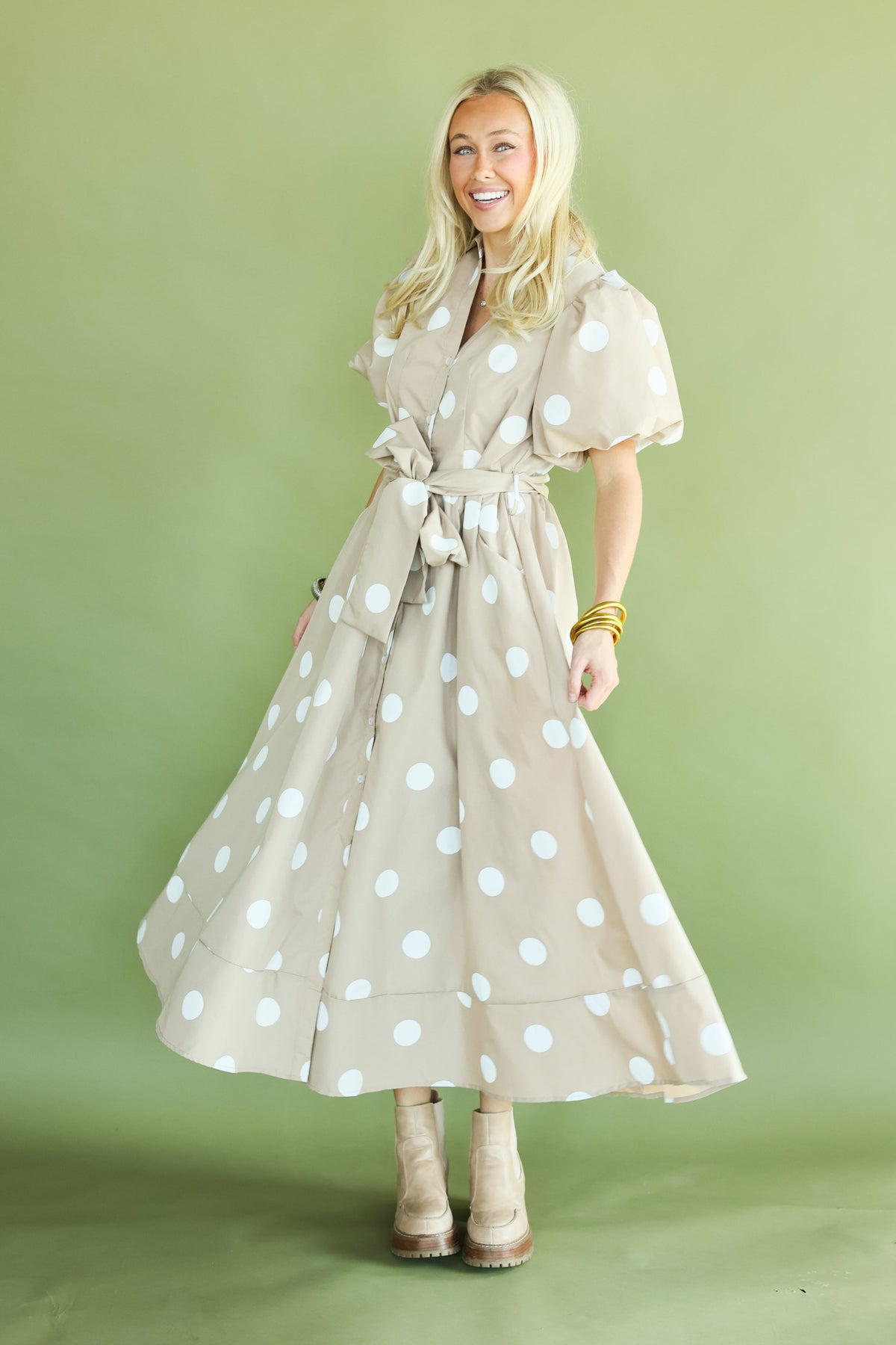 Champagne Dot Maxi Dress