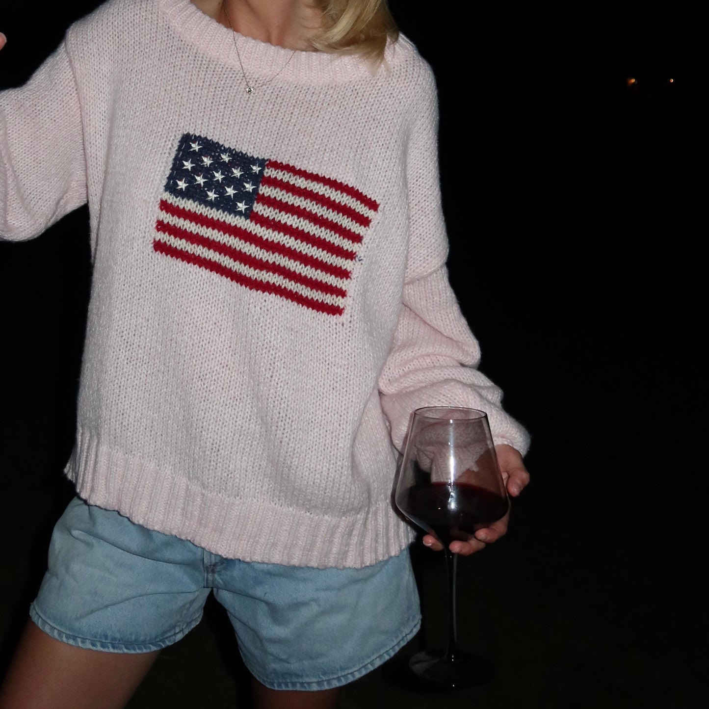 American Flag Knit Off The Shoulder