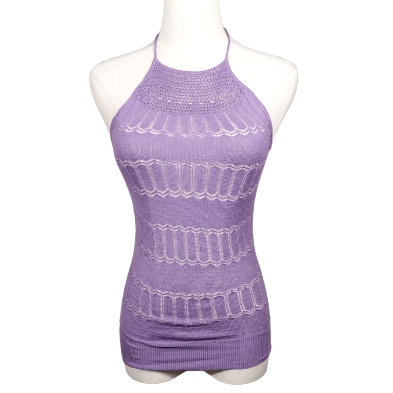 Lavender Lace Knit Halter Top-S