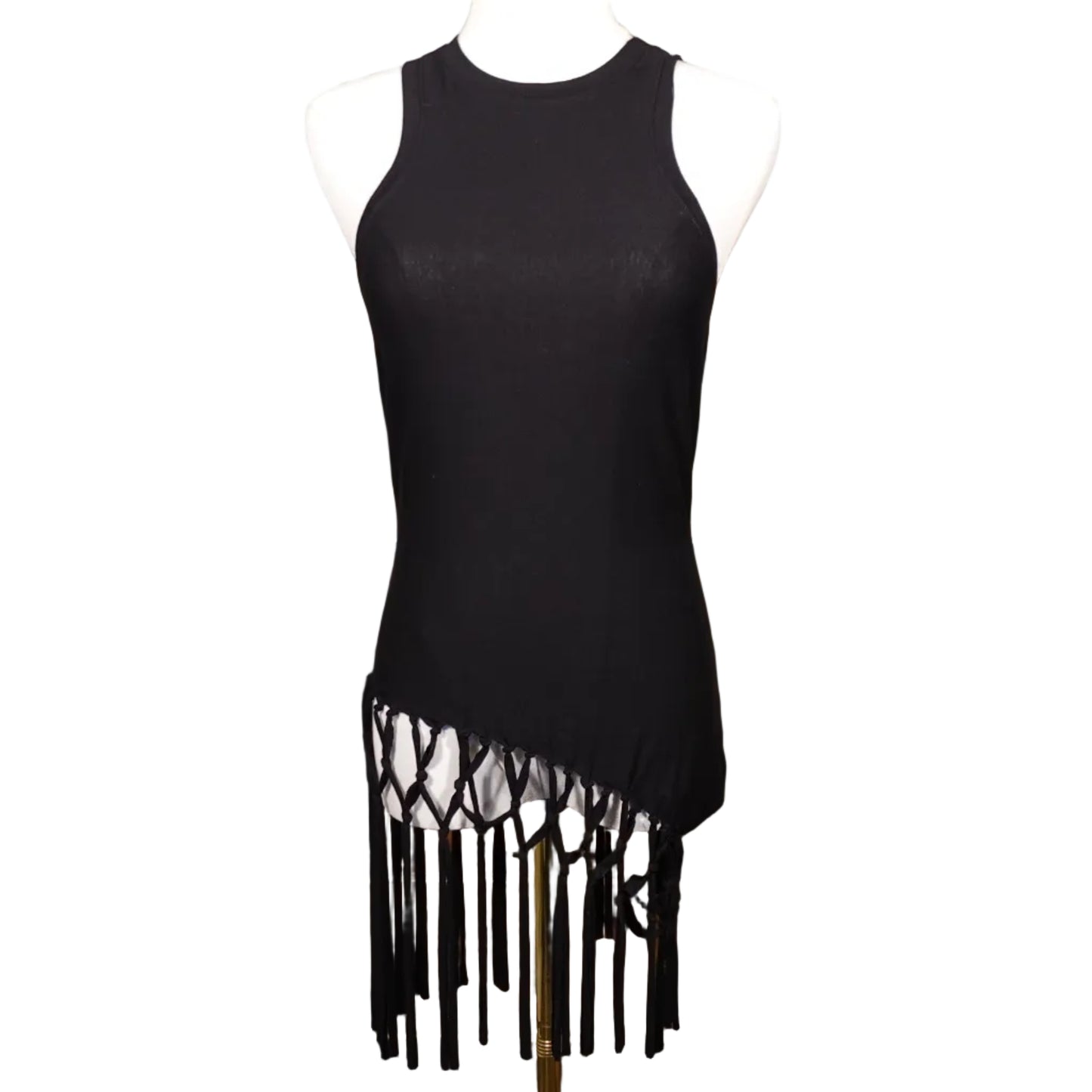 Fringe Cutout Mini Dress-S