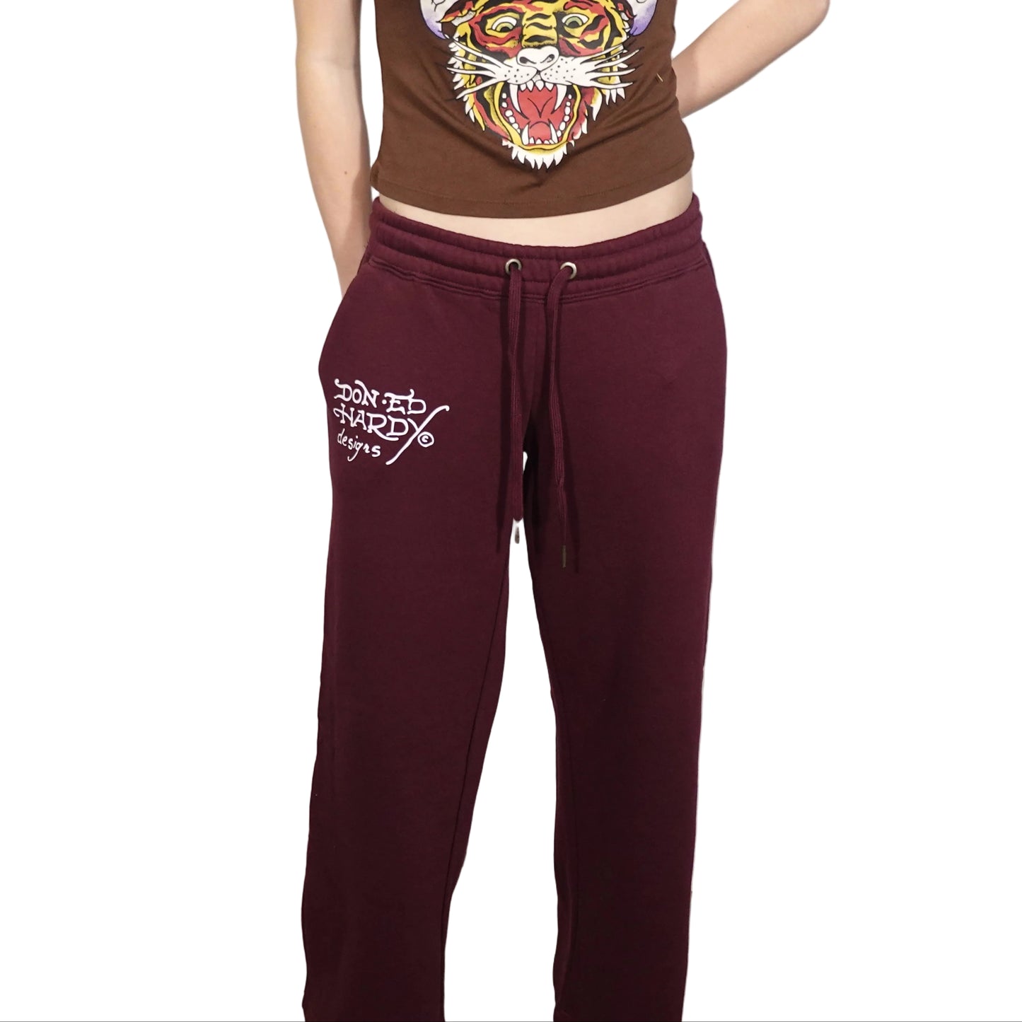 Ed Hardy Burgundy Tiger Sweatpants