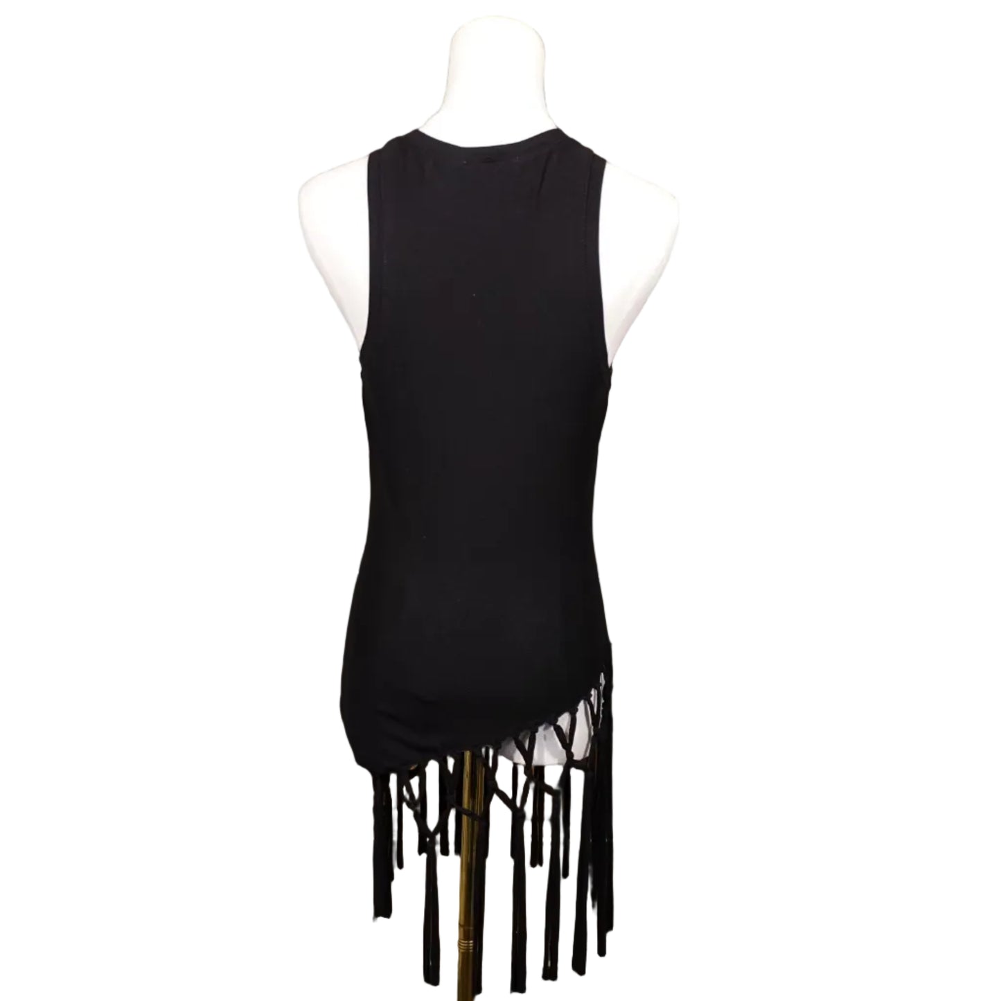 Fringe Cutout Mini Dress-S