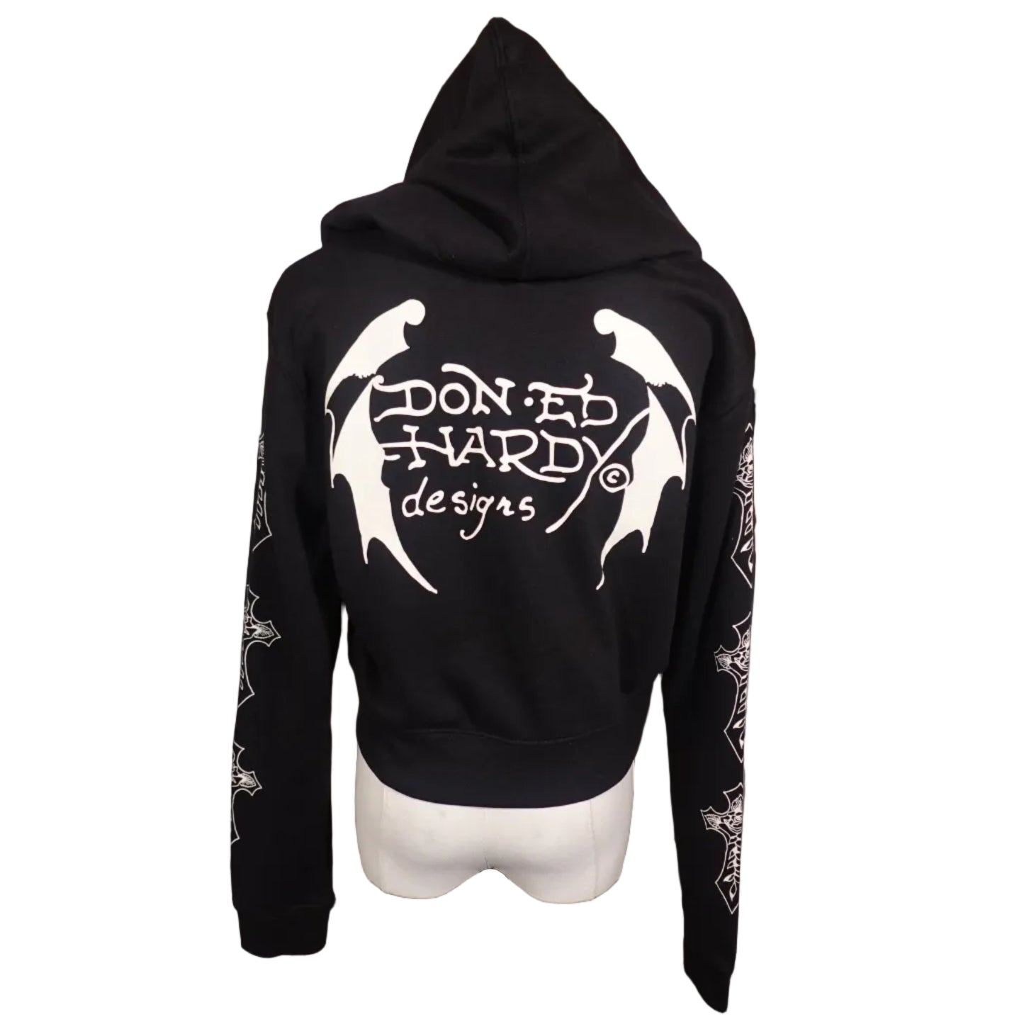 Ed Hardy Crosses Women's Zip Front Black Jacket-XL