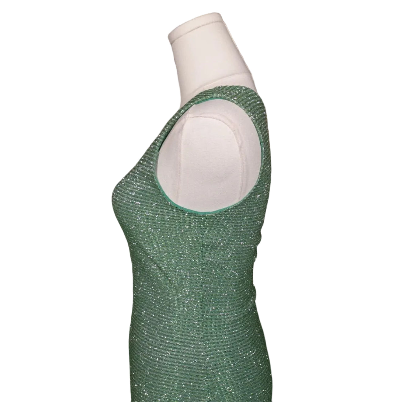 Emerald Glitz One-Shoulder Mini Dress-XS