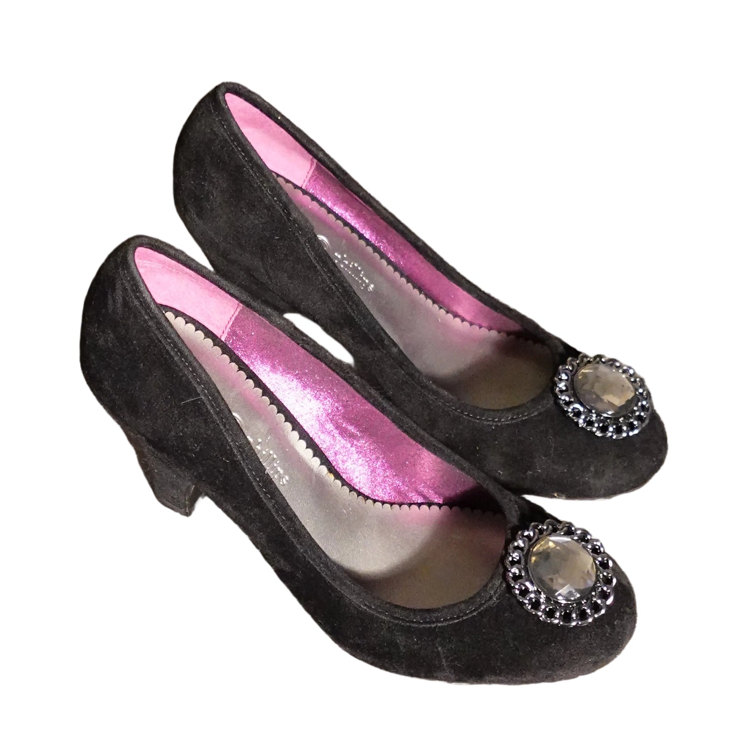 Black Suede Embellished Heels by Inner Beauty-7