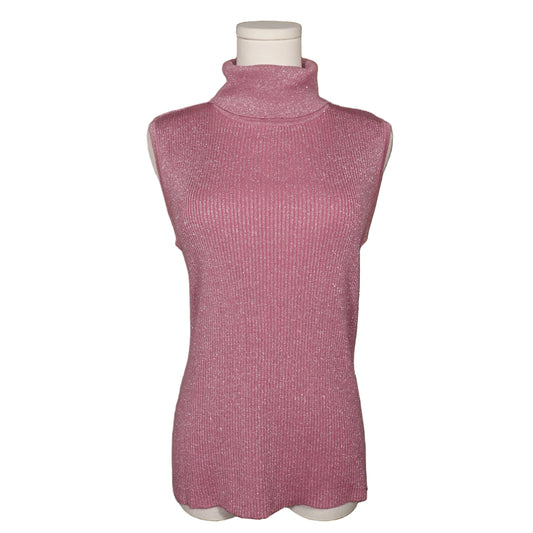 Kikit Pink Shimmer Mock Sleeveless Sweater-M