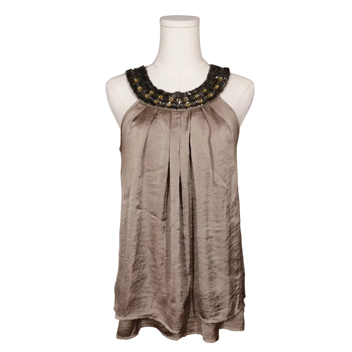 Adiva Beaded Halter Satin Top (M)