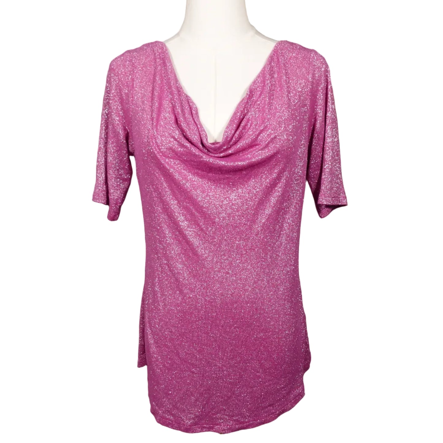 The Pink Glimmer Drape Top-M