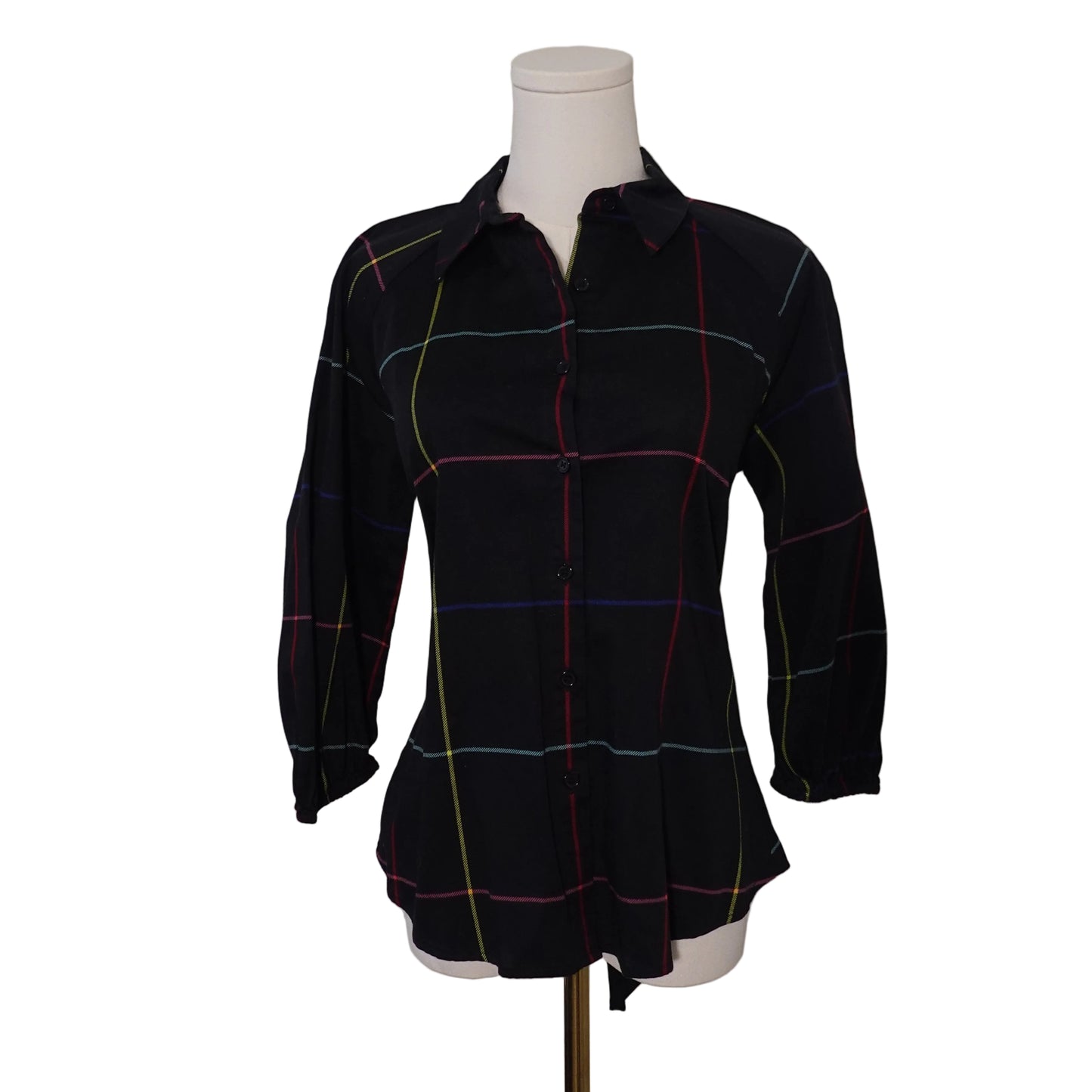Black Backless Button-Down Top-S