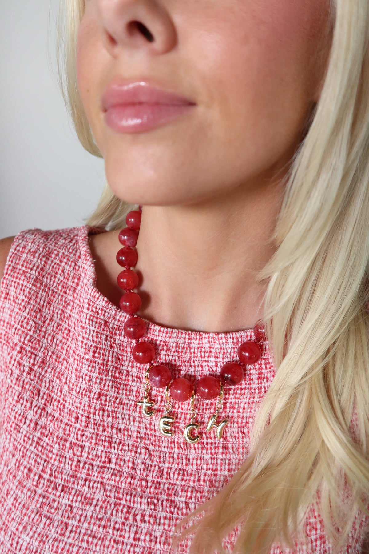 TECH Red Bubble Beaded Necklace