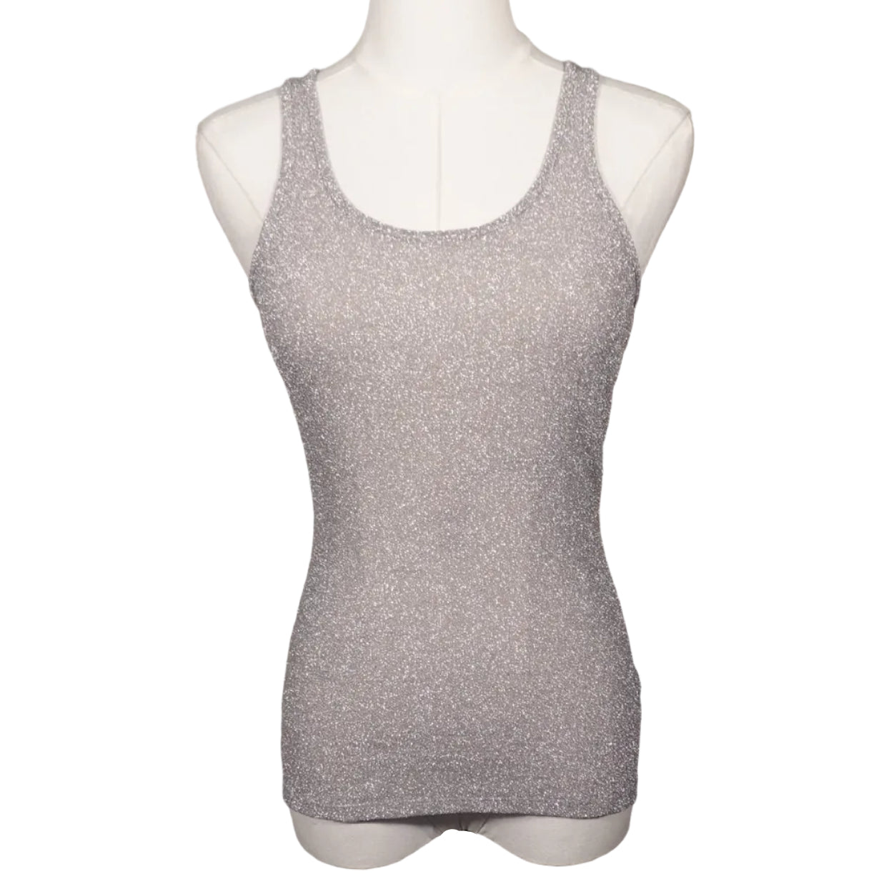 Sliver Metallic Shimmer Racerback Tank -XS