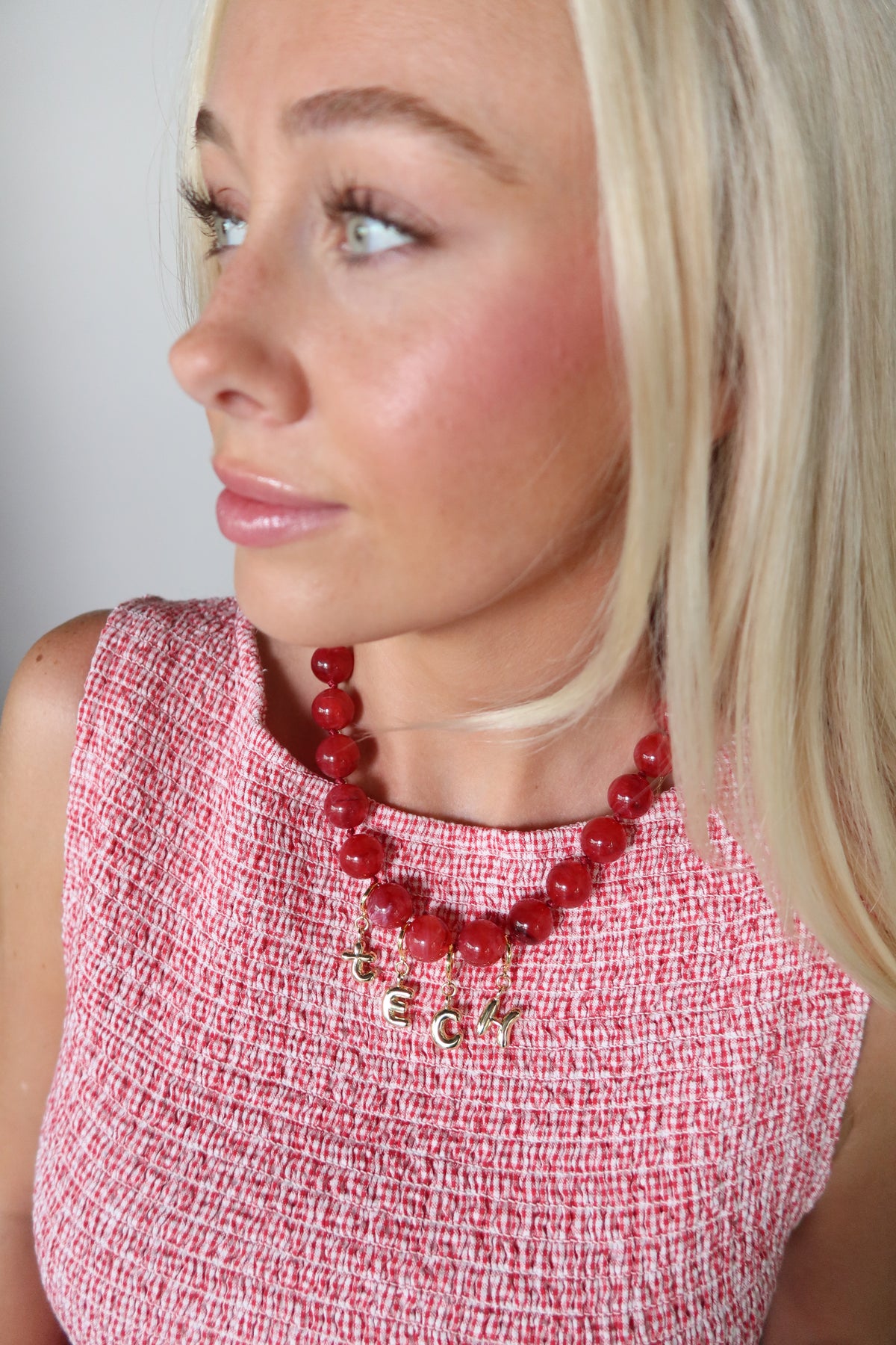 TECH Red Bubble Beaded Necklace