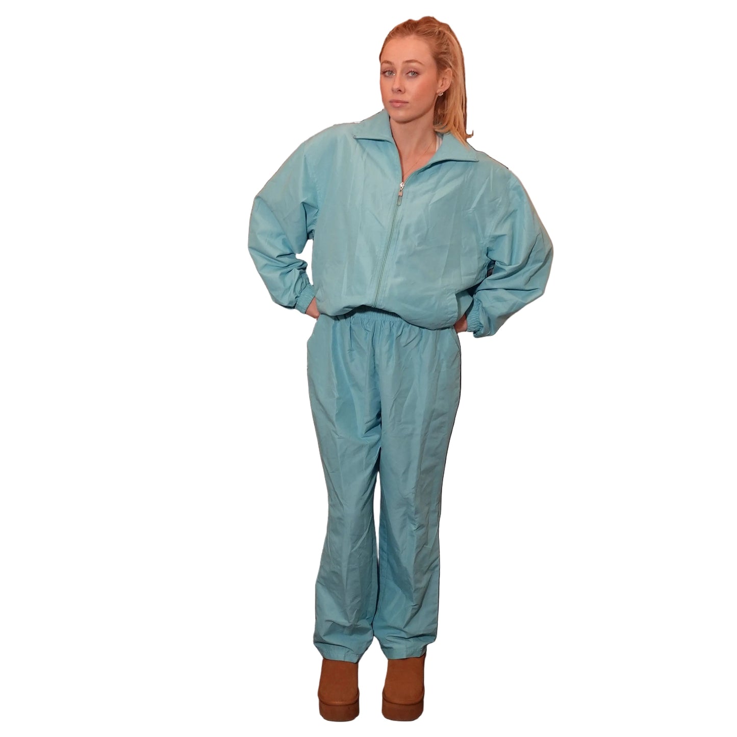 Vintage Aqua Windbreaker Sweat Set (M)