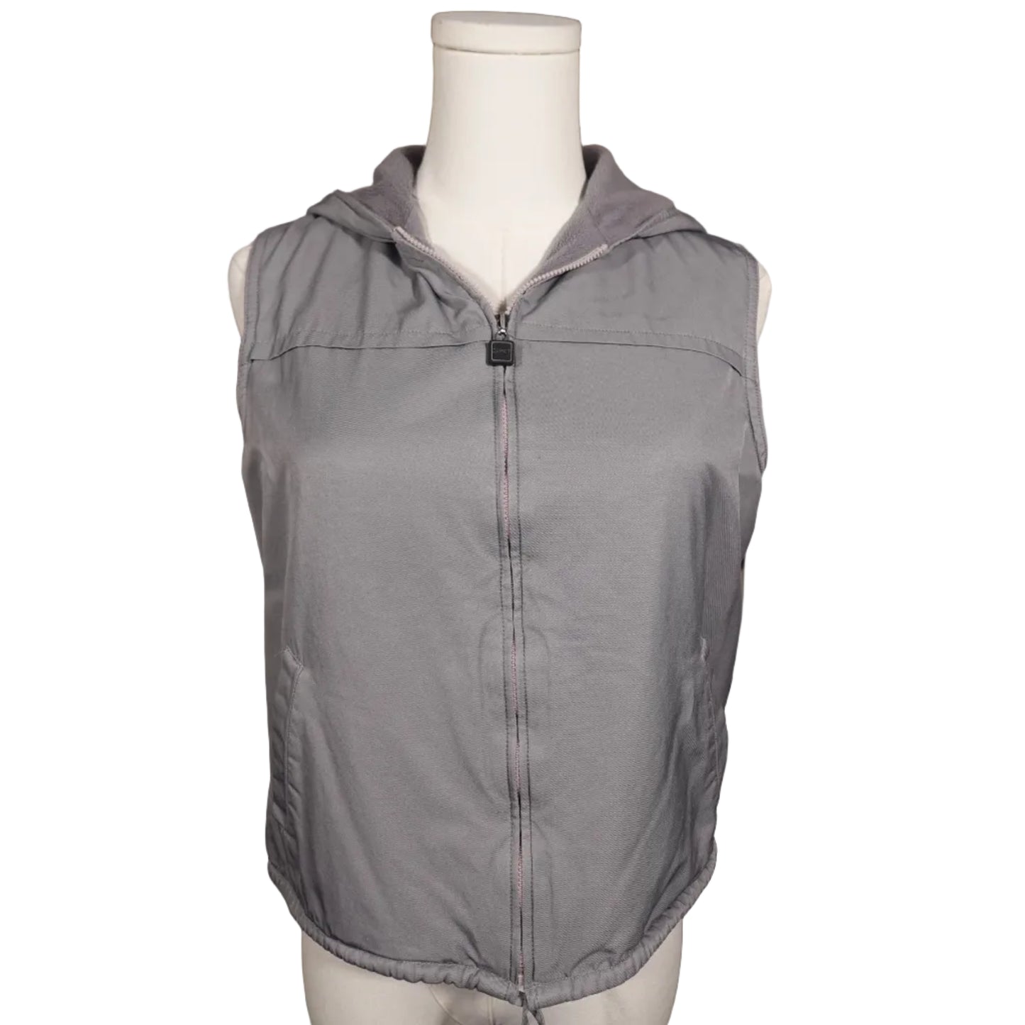 Esprit Vintage Gray Hooded Fleece Vest-S