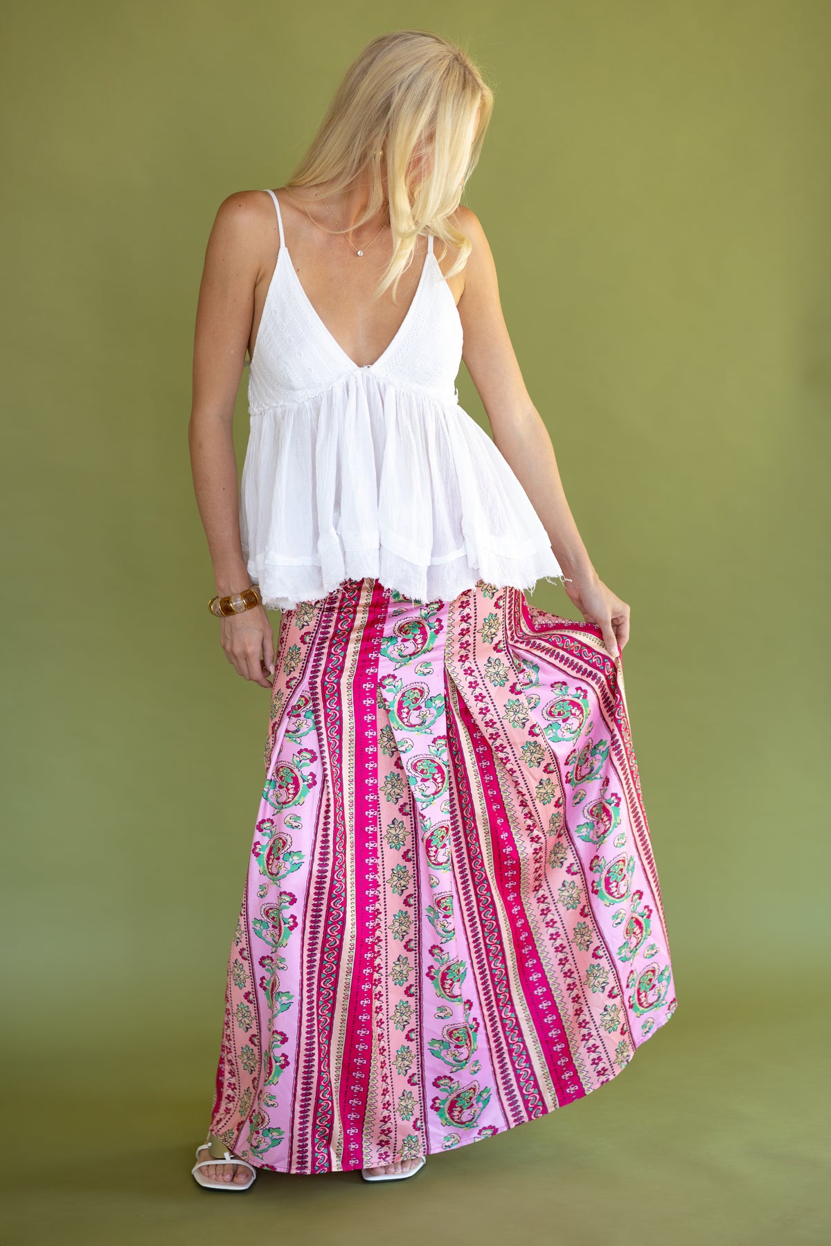 Pink Palms Maxi Skirt