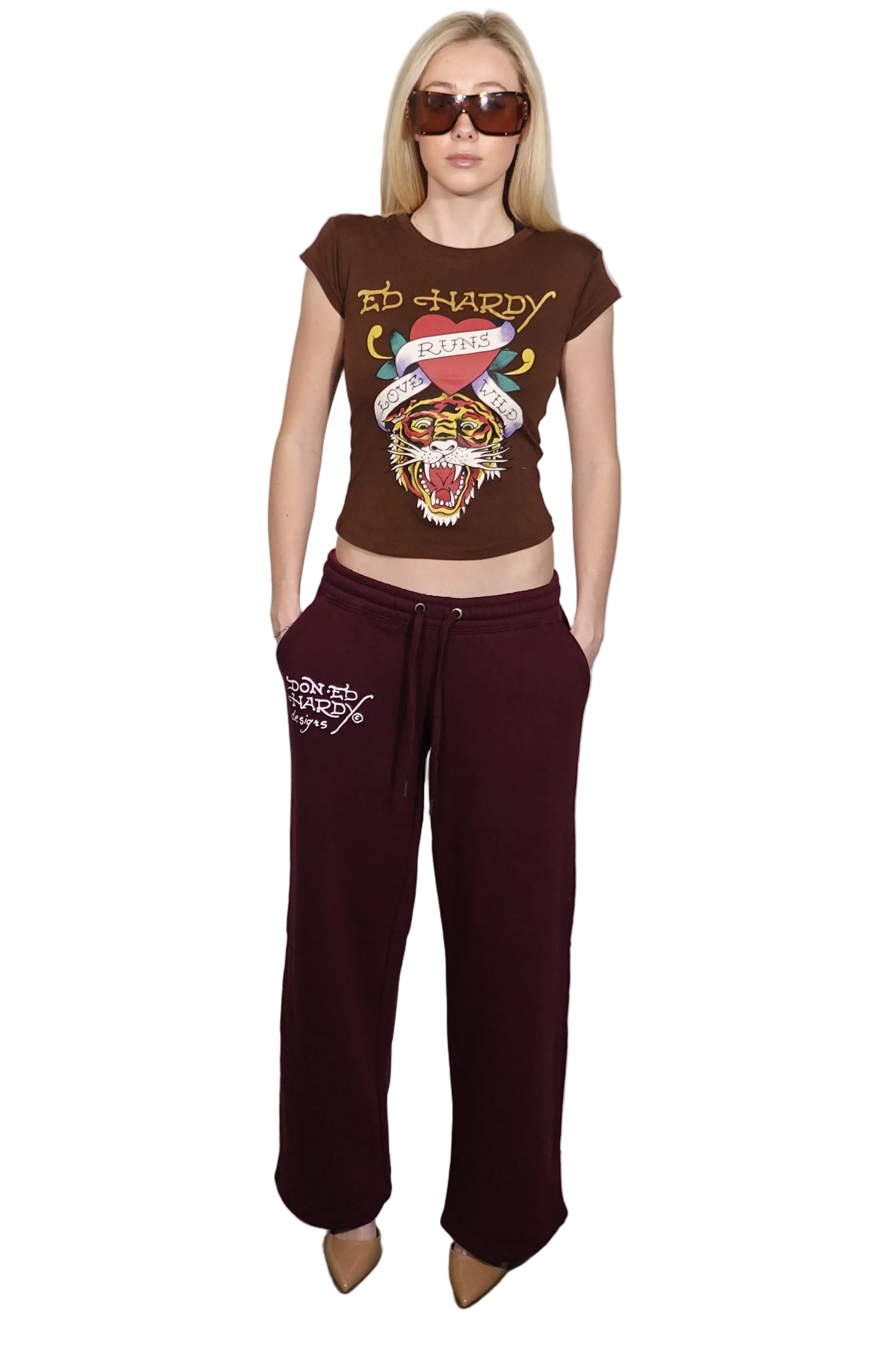Ed Hardy Burgundy Tiger Sweatpants