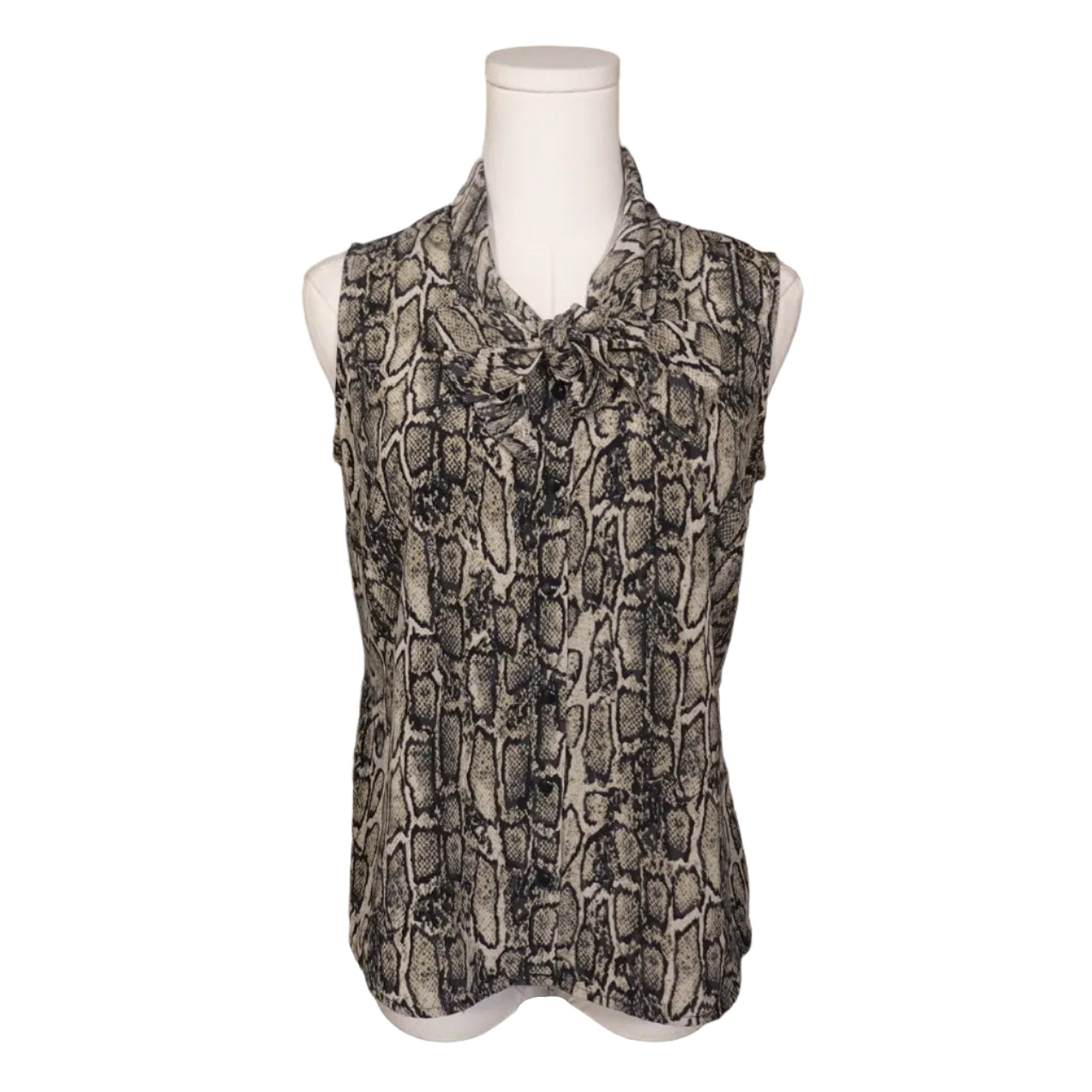 212 Collection Snake Print Tie-Neck Sleeveless Blouse  (XS)