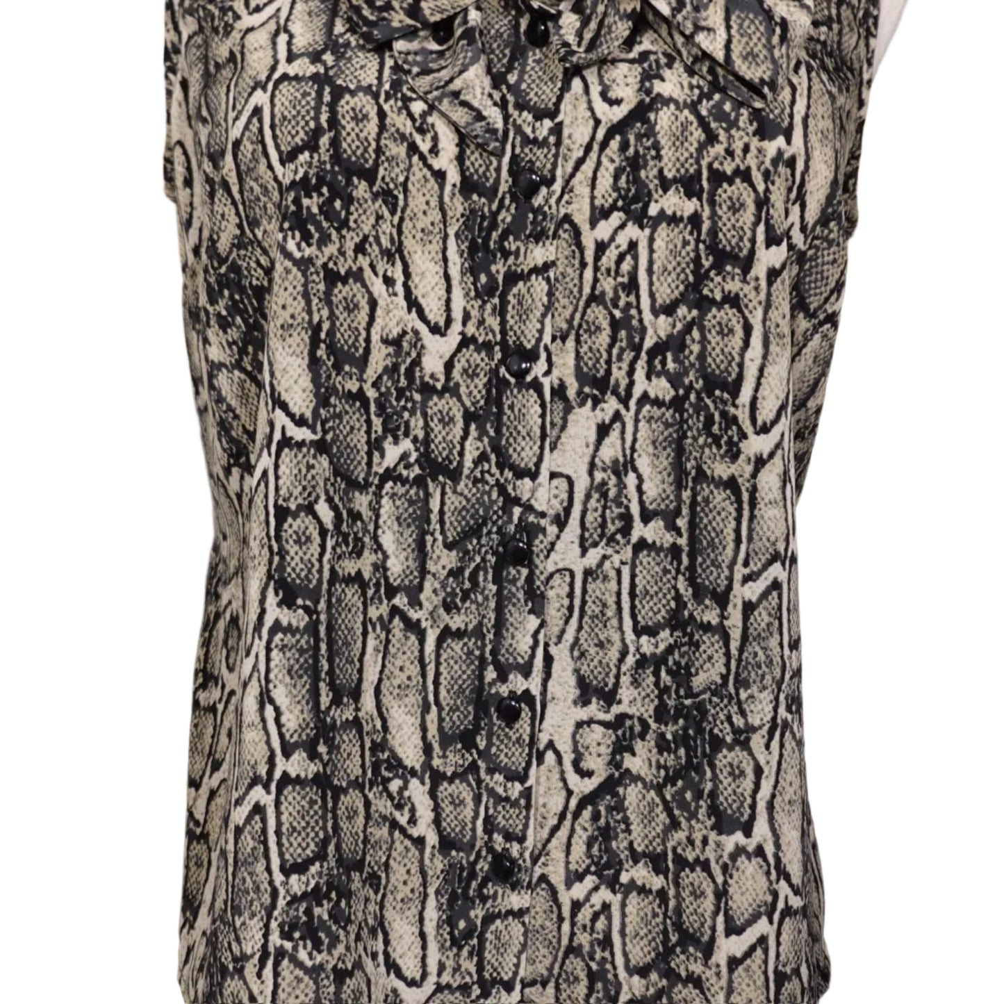 212 Collection Snake Print Tie-Neck Sleeveless Blouse  (XS)