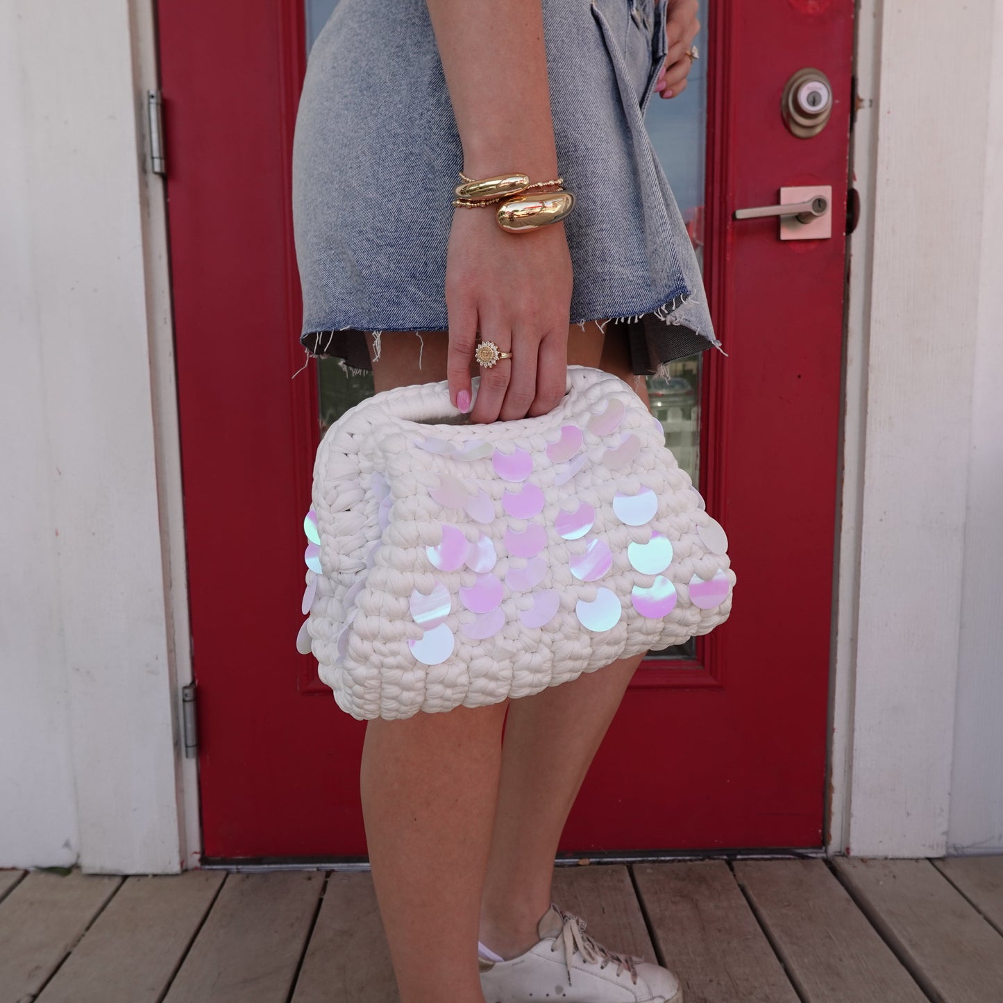 Woven Sequin Mini Handbag