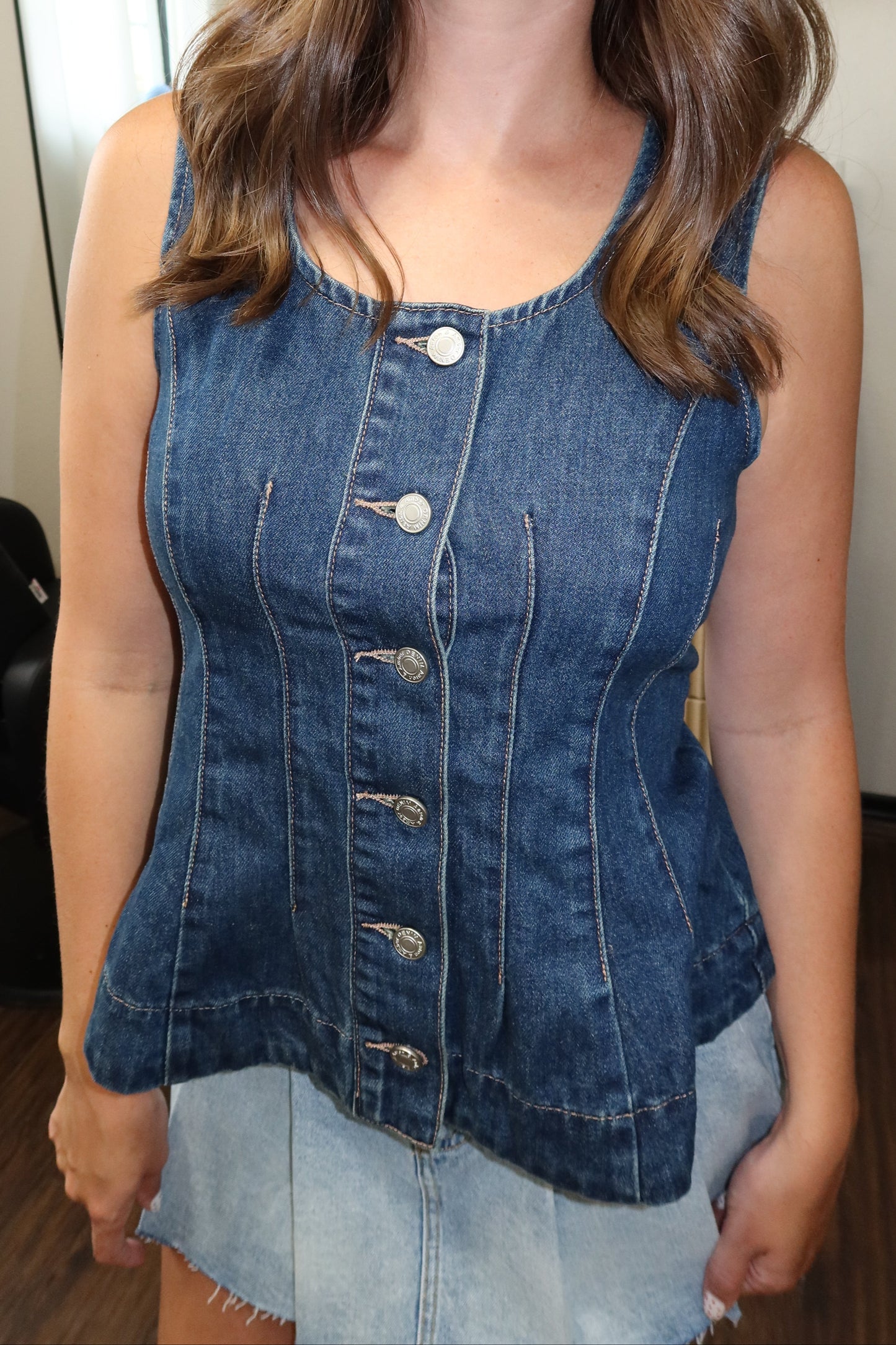 Dark Denim Babydoll Top