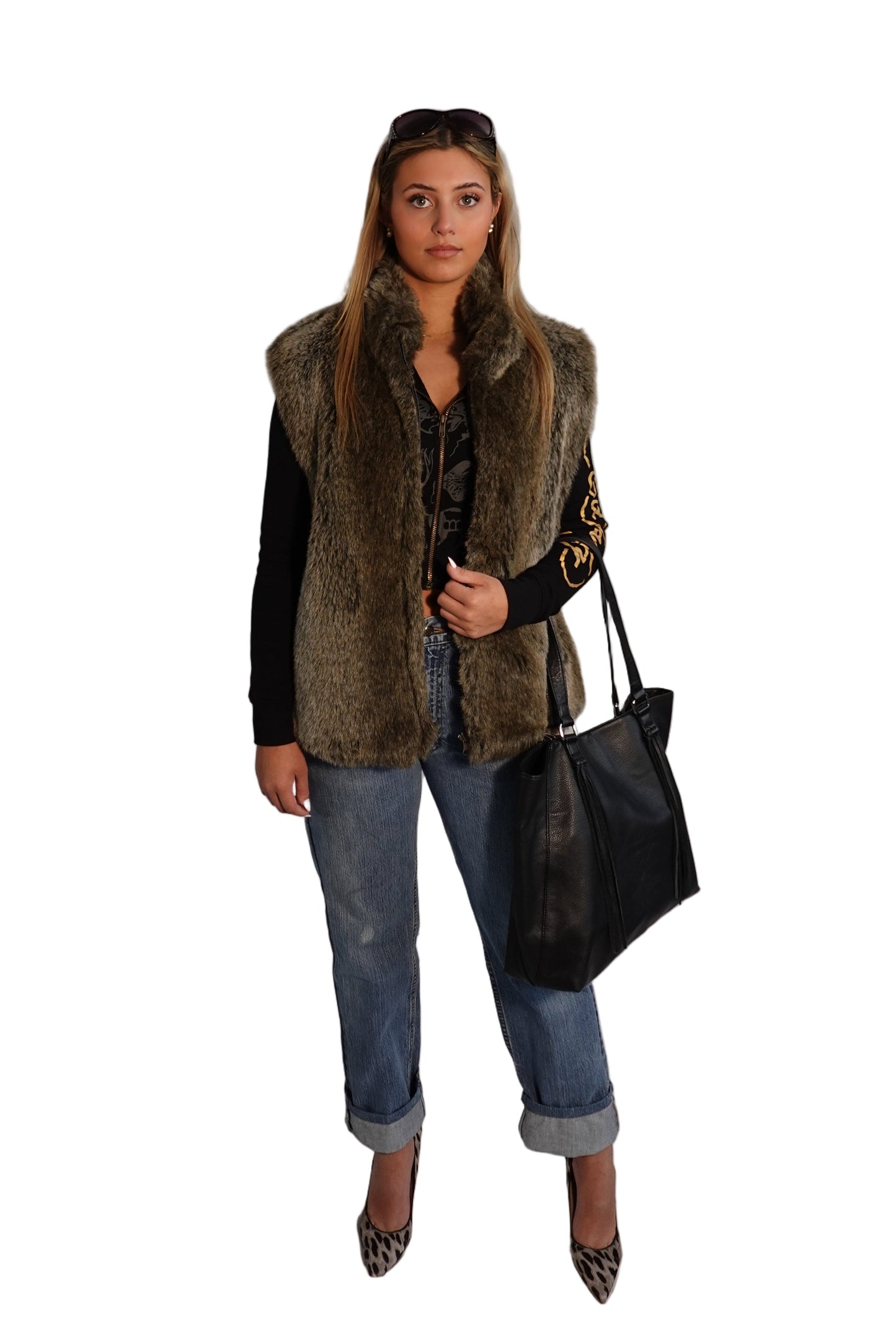 Vintage Faux Fur Zip Vest