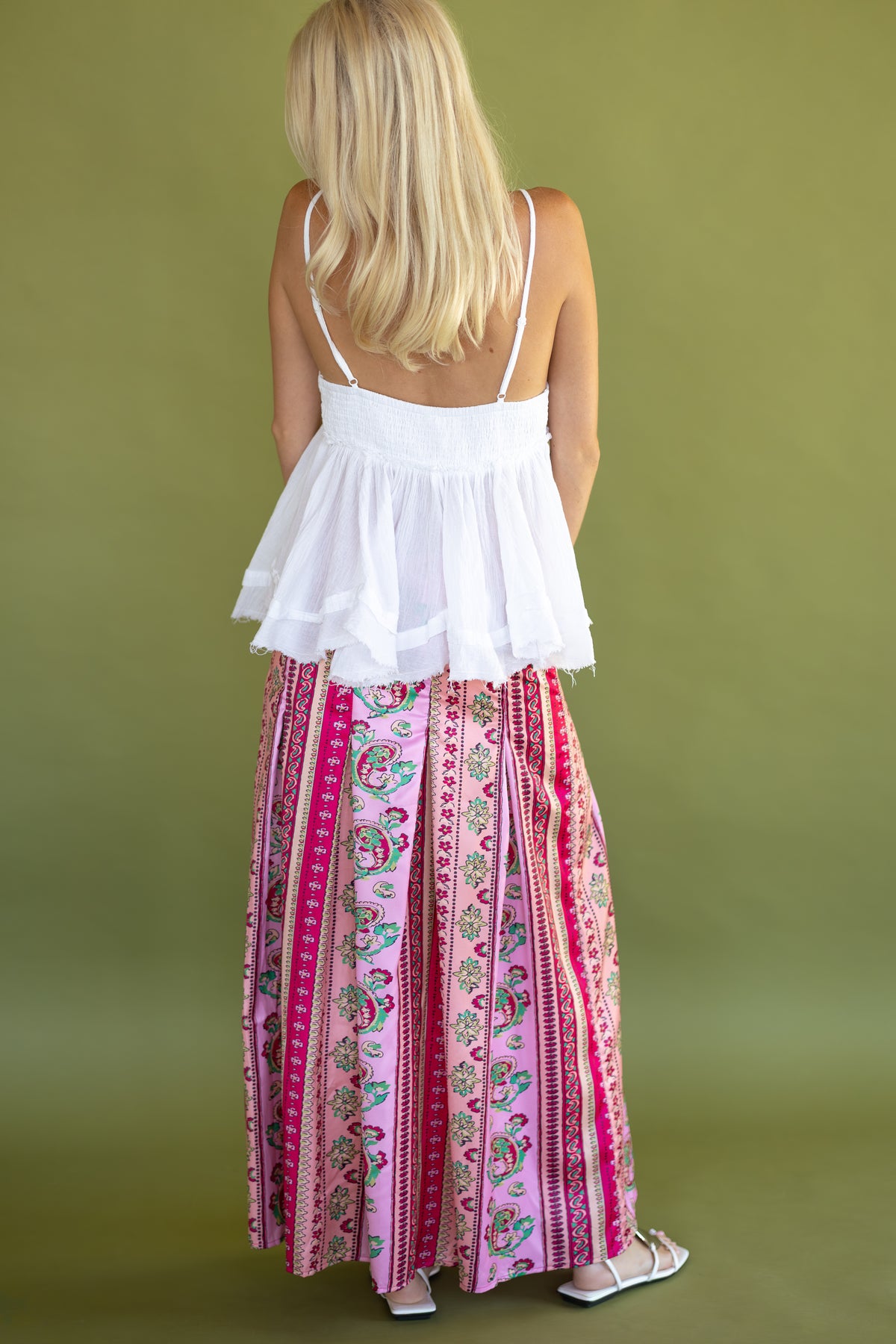 Pink Palms Maxi Skirt