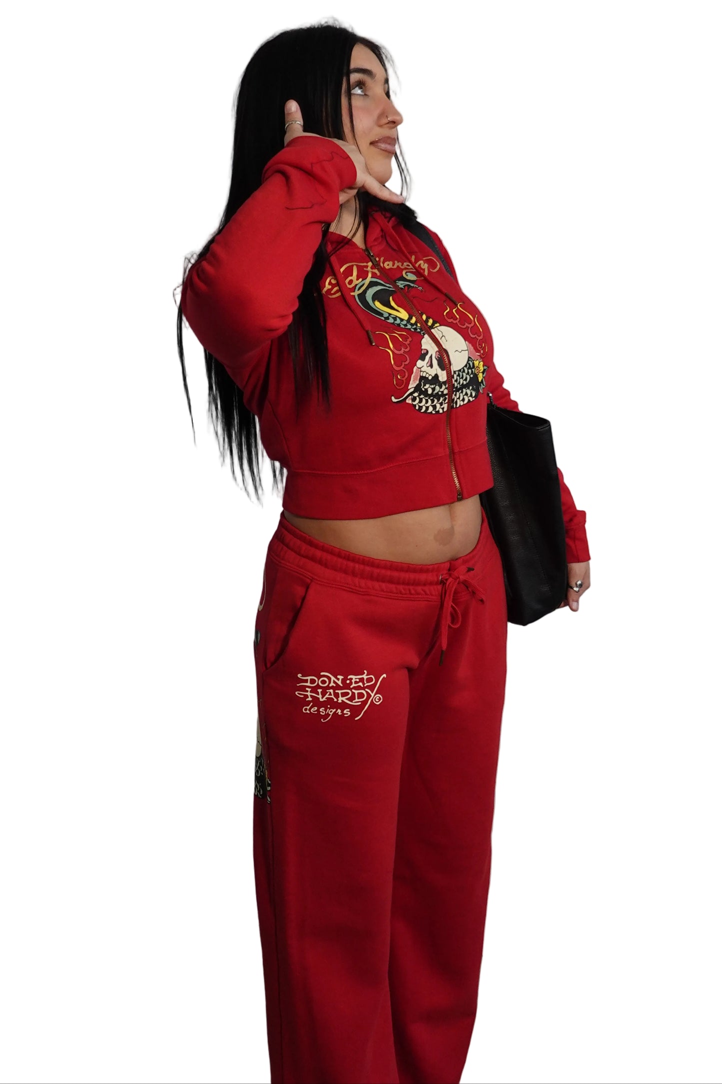 Ed Hardy Red Tracksuit Set - Skull Edition