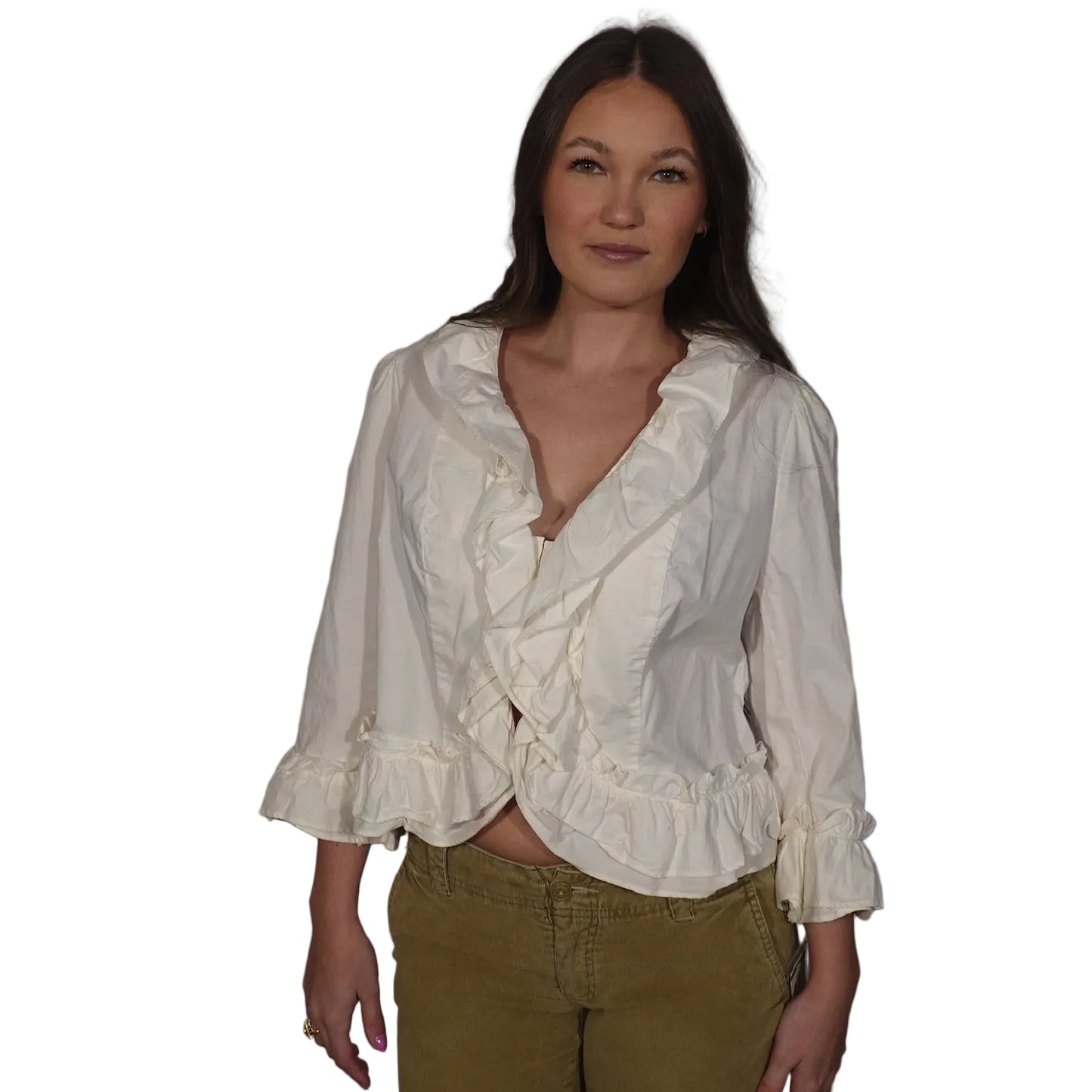 Ivory Ruffle Romance Blouse-L