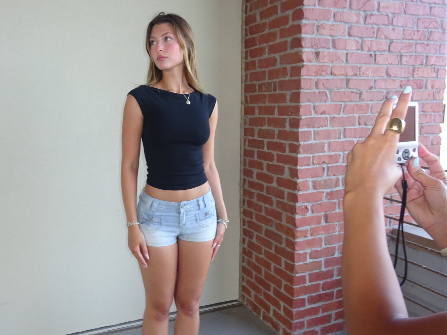 Wallflower Denim Mini Shorts-5