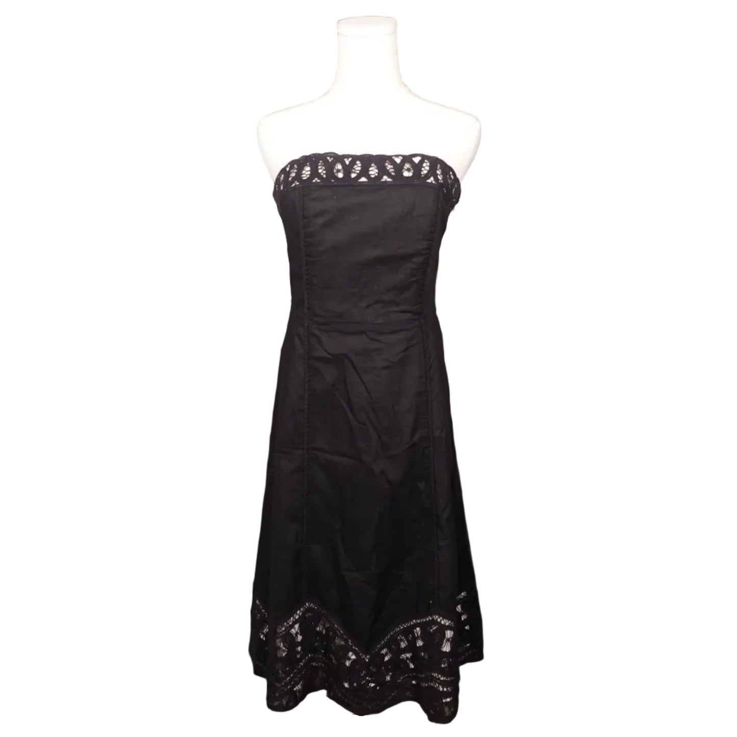 White House Black Market Vintage Black Strapless Dress with Laced Bottom (Size 6)