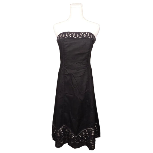 White House Black Market Vintage Black Strapless Dress with Laced Bottom (Size 6)