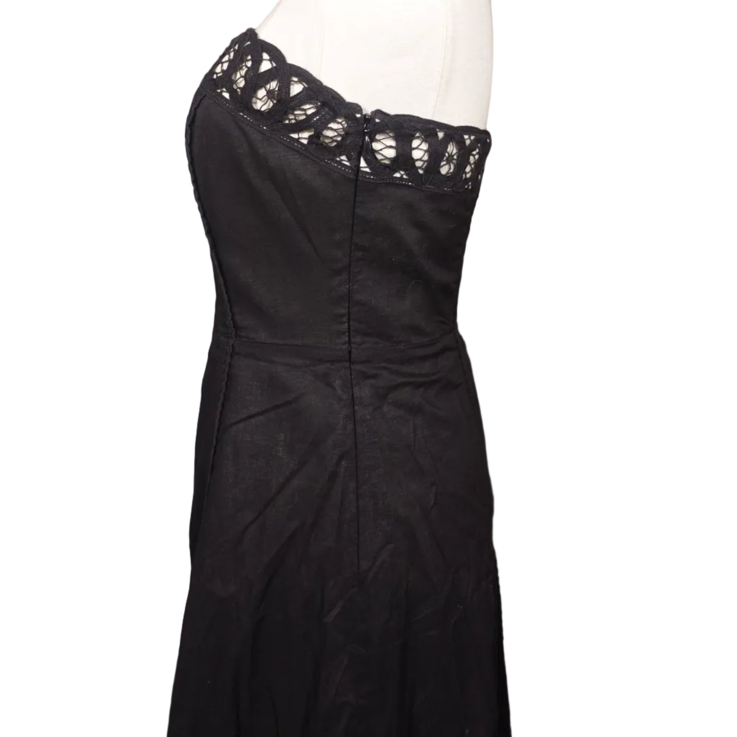 White House Black Market Vintage Black Strapless Dress with Laced Bottom (Size 6)