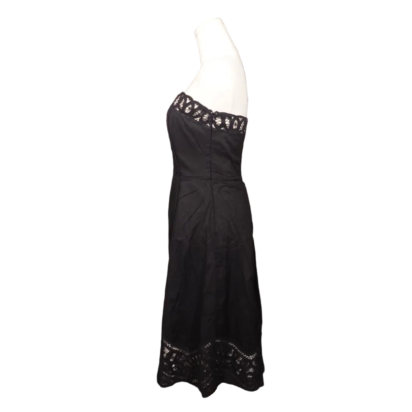 White House Black Market Vintage Black Strapless Dress with Laced Bottom (Size 6)