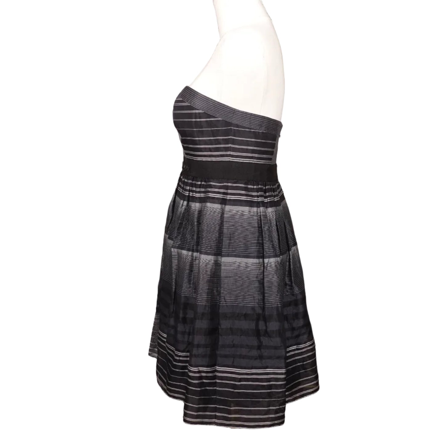 BCBGMAXAZRIA Vintage Black and White Strapless Mini A-Line Dress (Size 2)