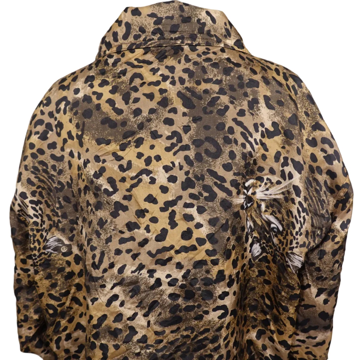 EVR Cheetah Print Silk Zip-Up Windbreaker Jacket-M