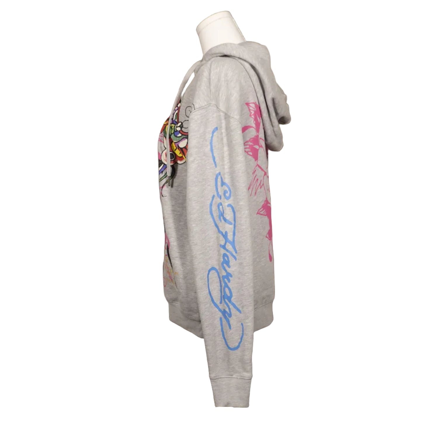 Oversized Ed Hardy Grey Zip Up Hoodie-XS