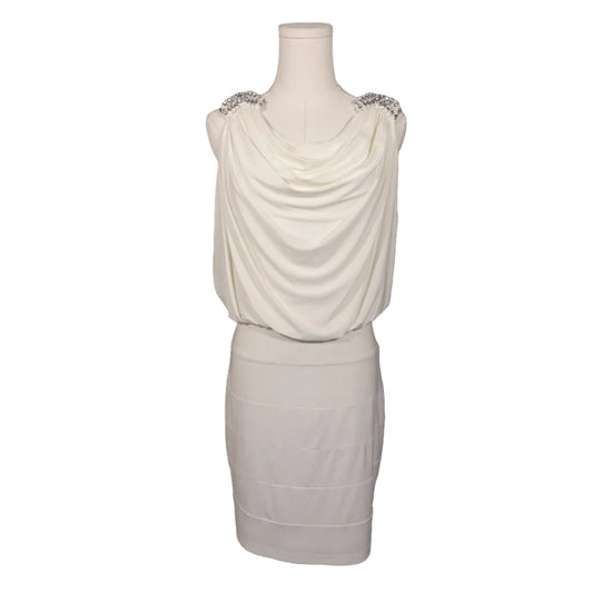 Cachet Cream Dress with Beaded Shoulder Details-Size 10
