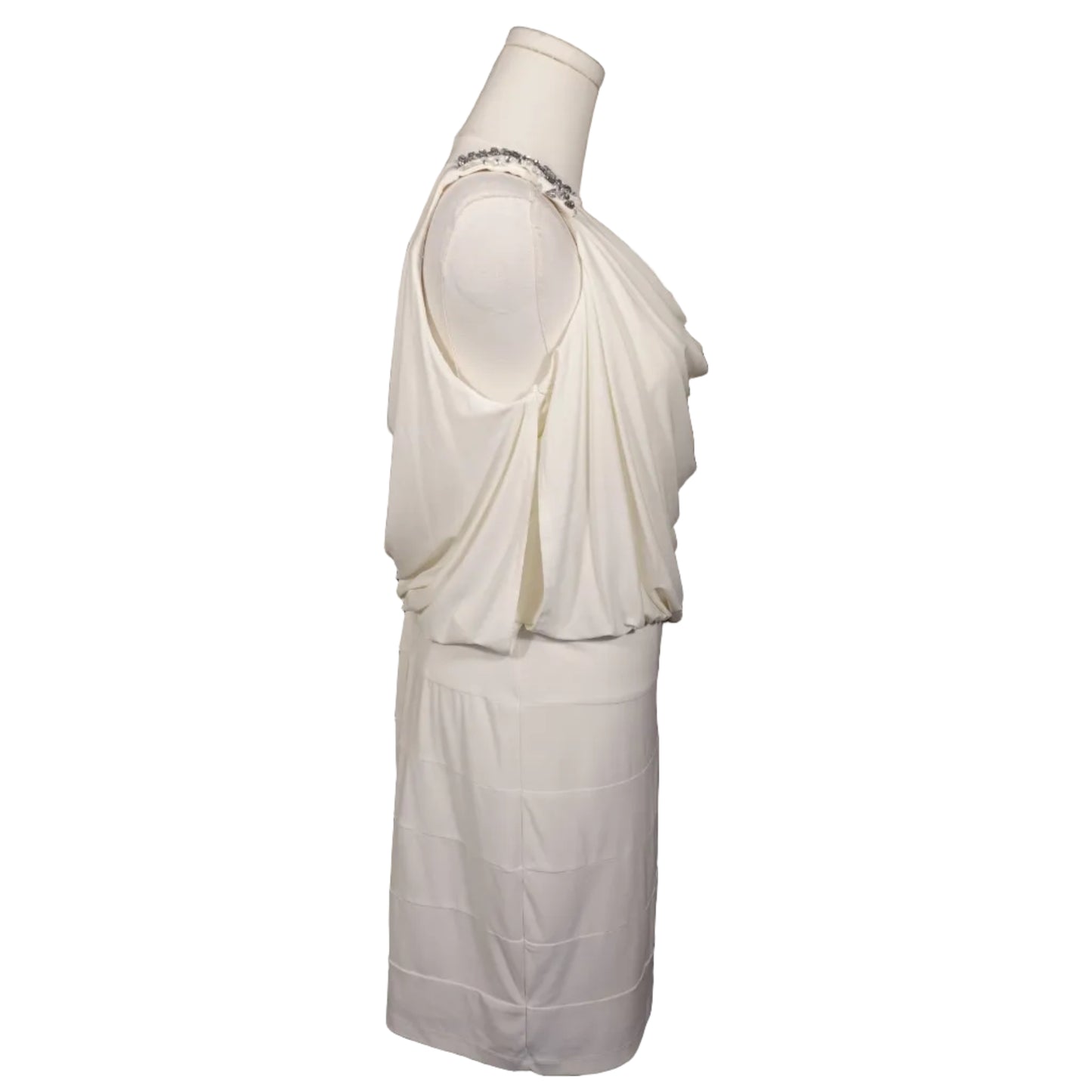 Cachet Cream Dress with Beaded Shoulder Details-Size 10