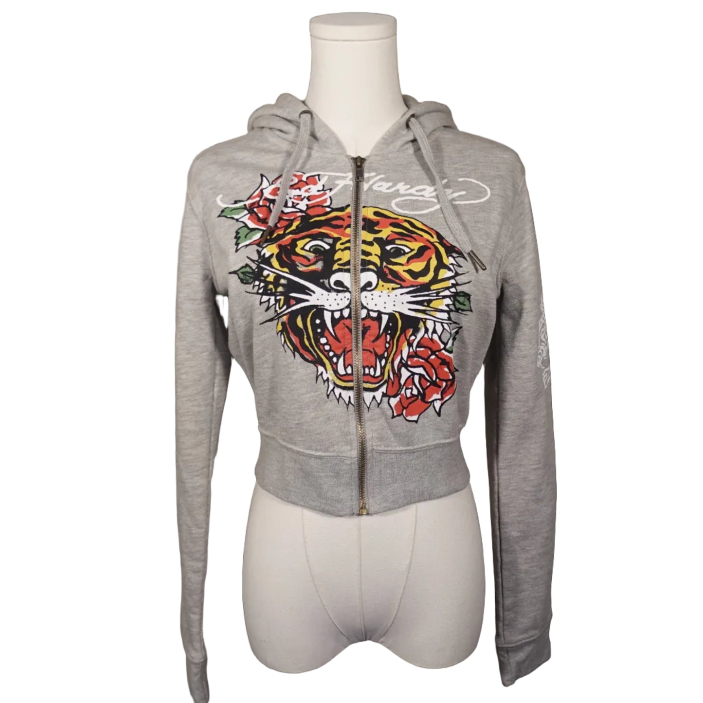 Ed Hardy "Tiger and Rose" Crop Gray Jacket