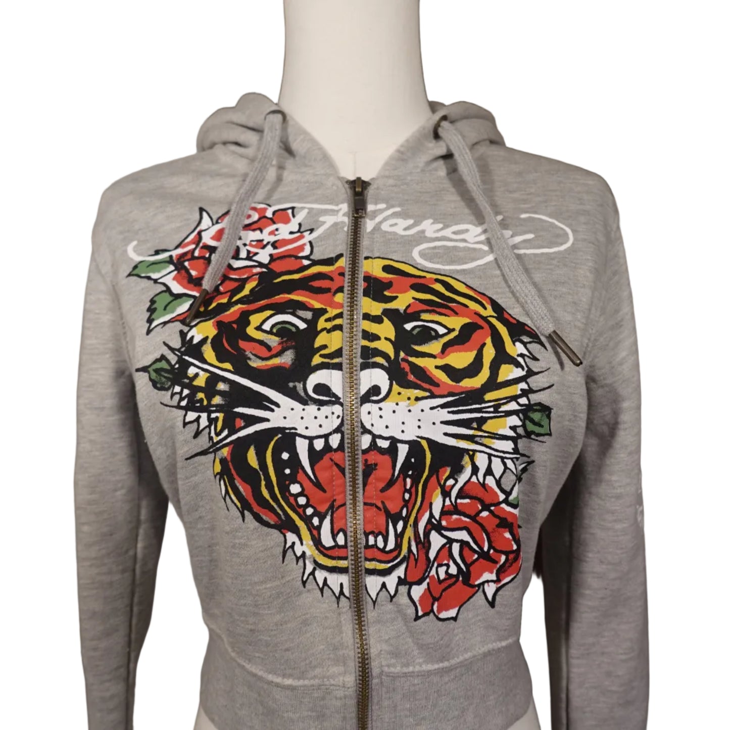 Ed Hardy "Tiger and Rose" Crop Gray Jacket