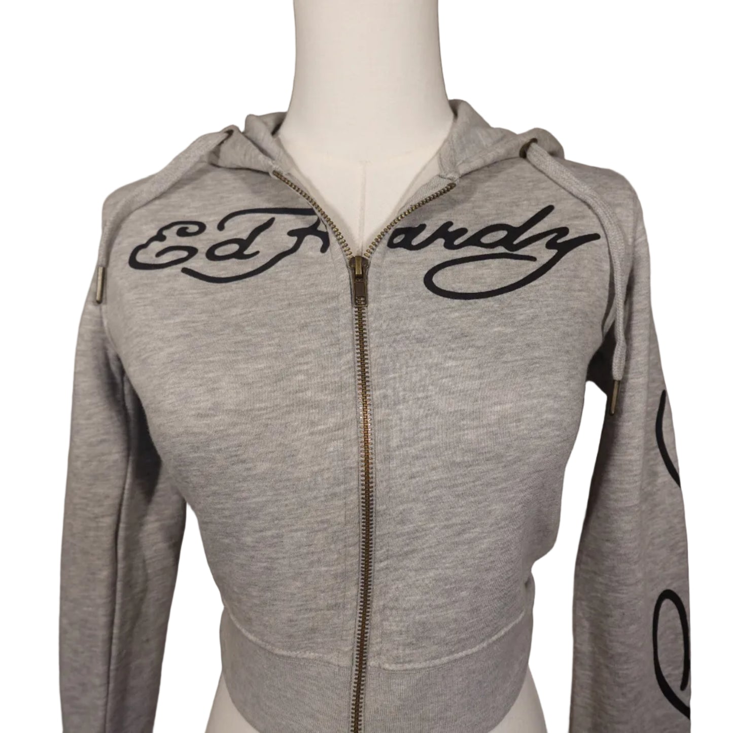 Ed Hardy "Broken Hearts and Fairy Tales" Crop Gray Jacket