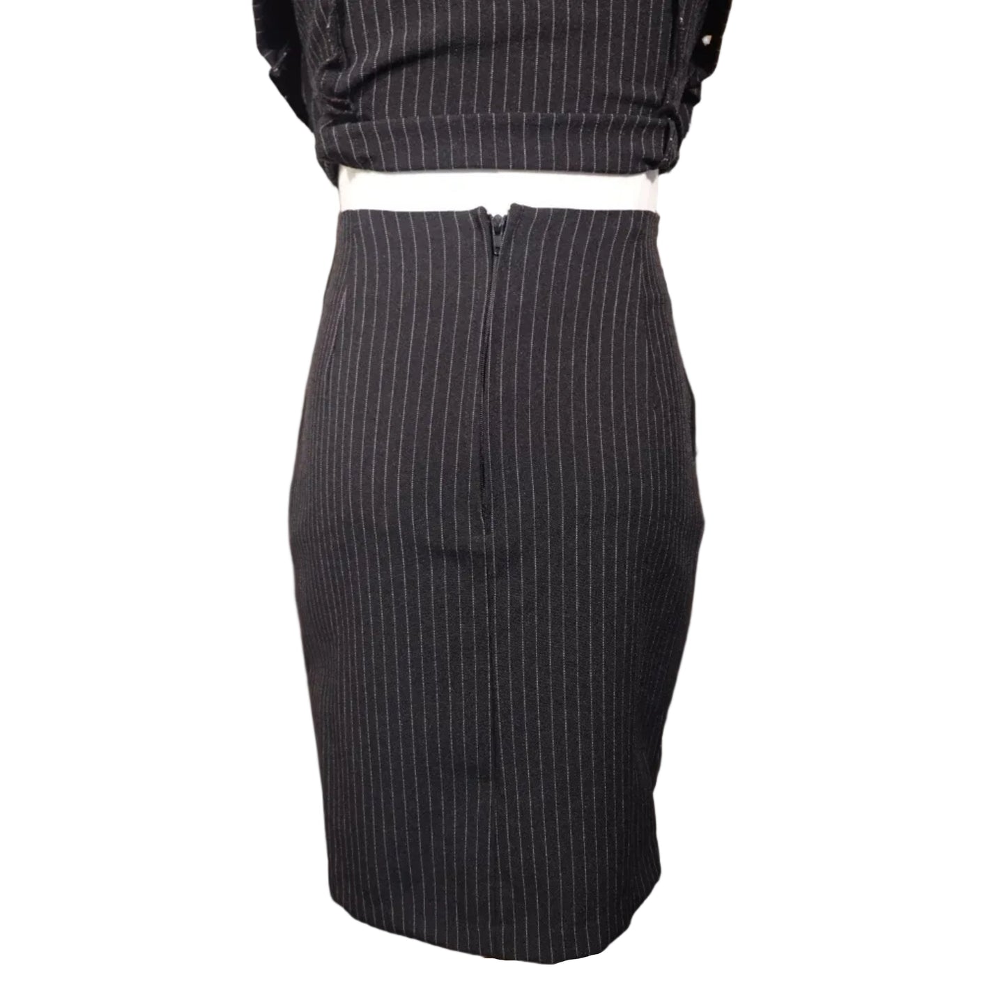 No Boundaries Y2K Pinstriped Black Skirt Suit (Juniors 7/8)