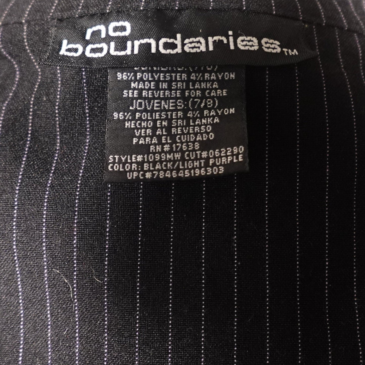 No Boundaries Y2K Pinstriped Black Skirt Suit (Juniors 7/8)