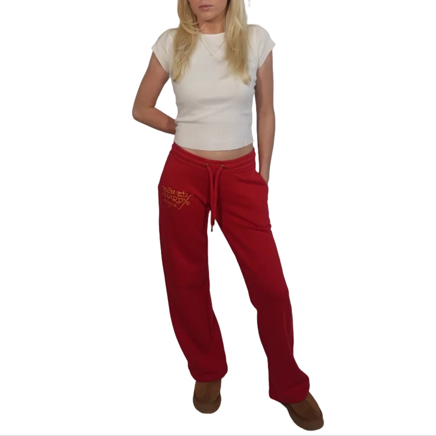 Ed Hardy "Love Kills Slow" Red Sweatpants
