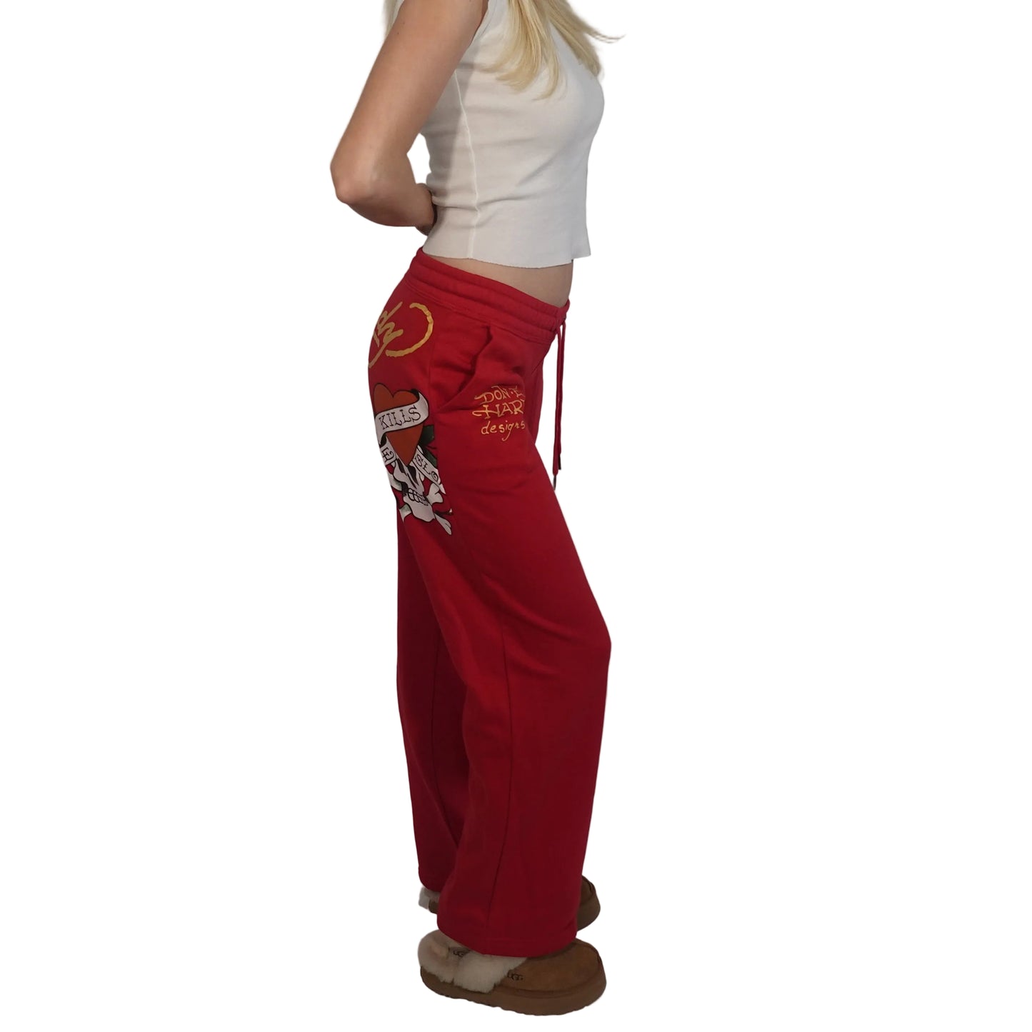 Ed Hardy "Love Kills Slow" Red Sweatpants