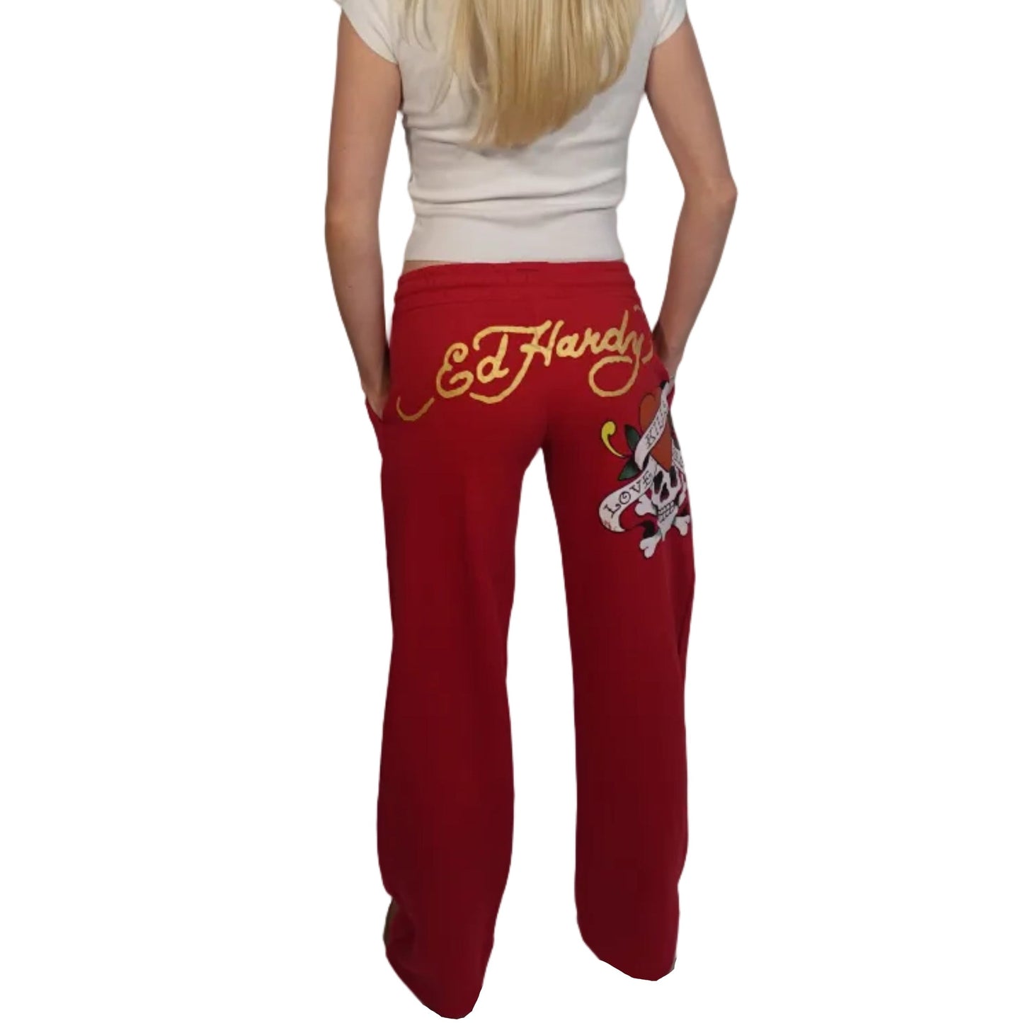 Ed Hardy "Love Kills Slow" Red Sweatpants