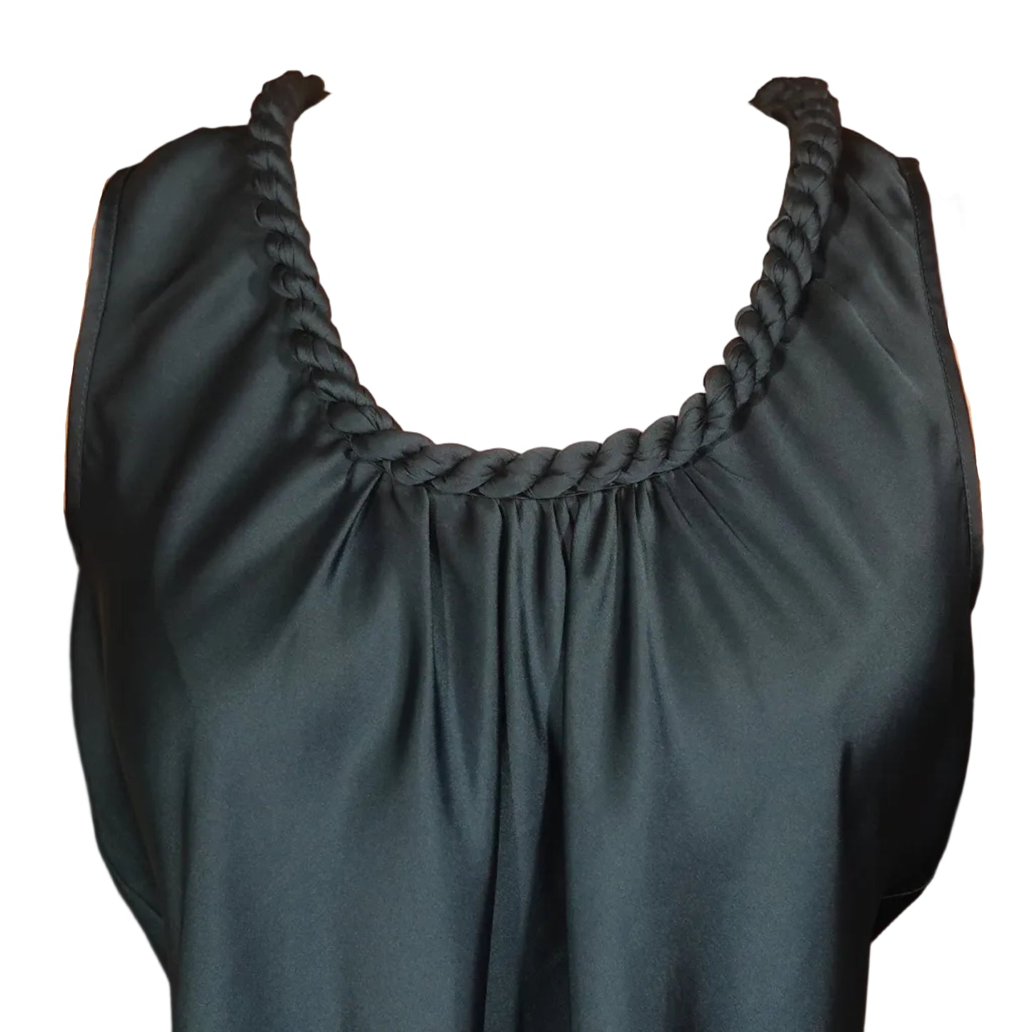 Spense Teal Satin Braided Neckline Tank-M